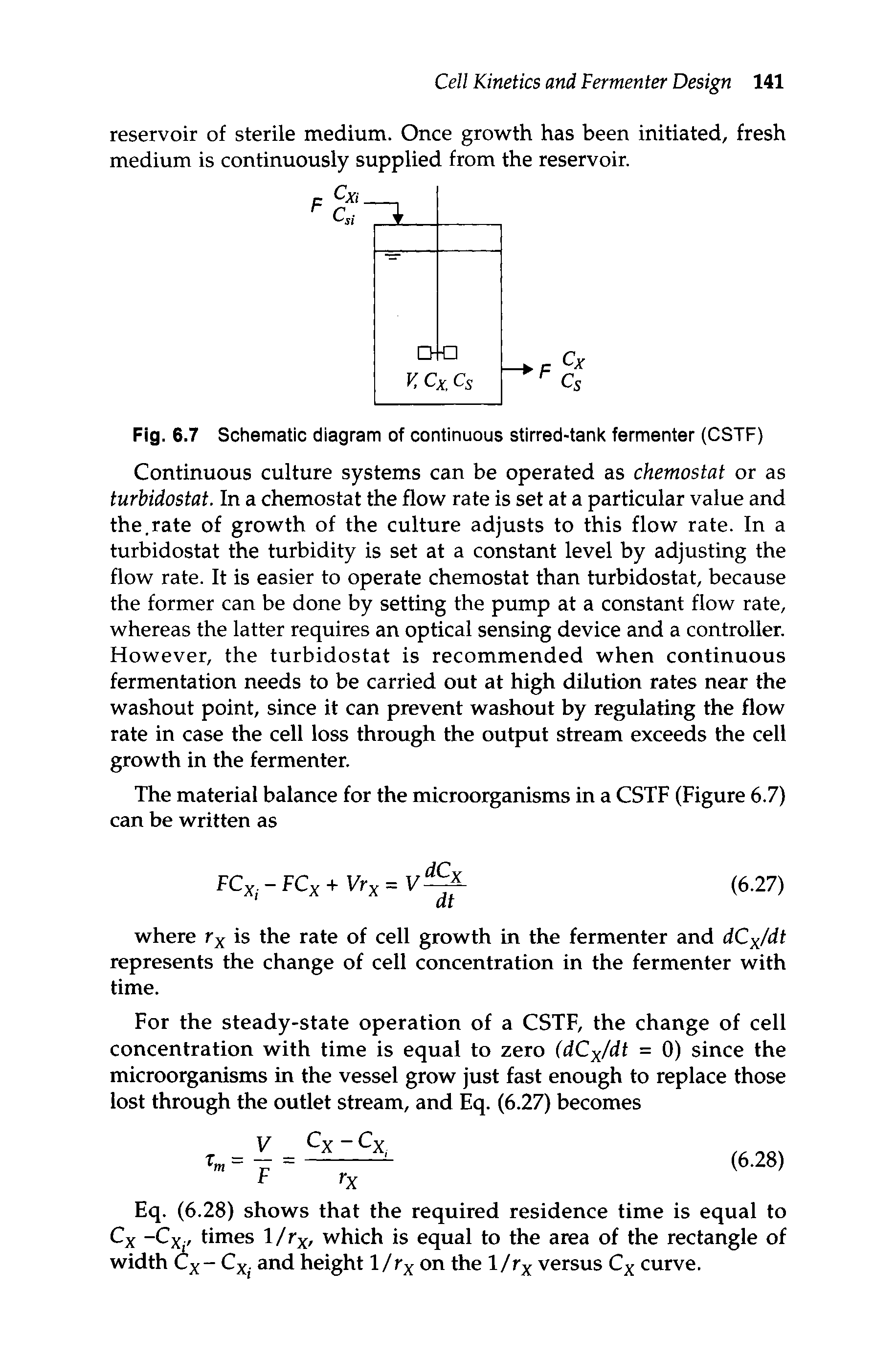 Fig. 6.7 Schematic diagram of continuous stirred-tank fermenter (CSTF)...