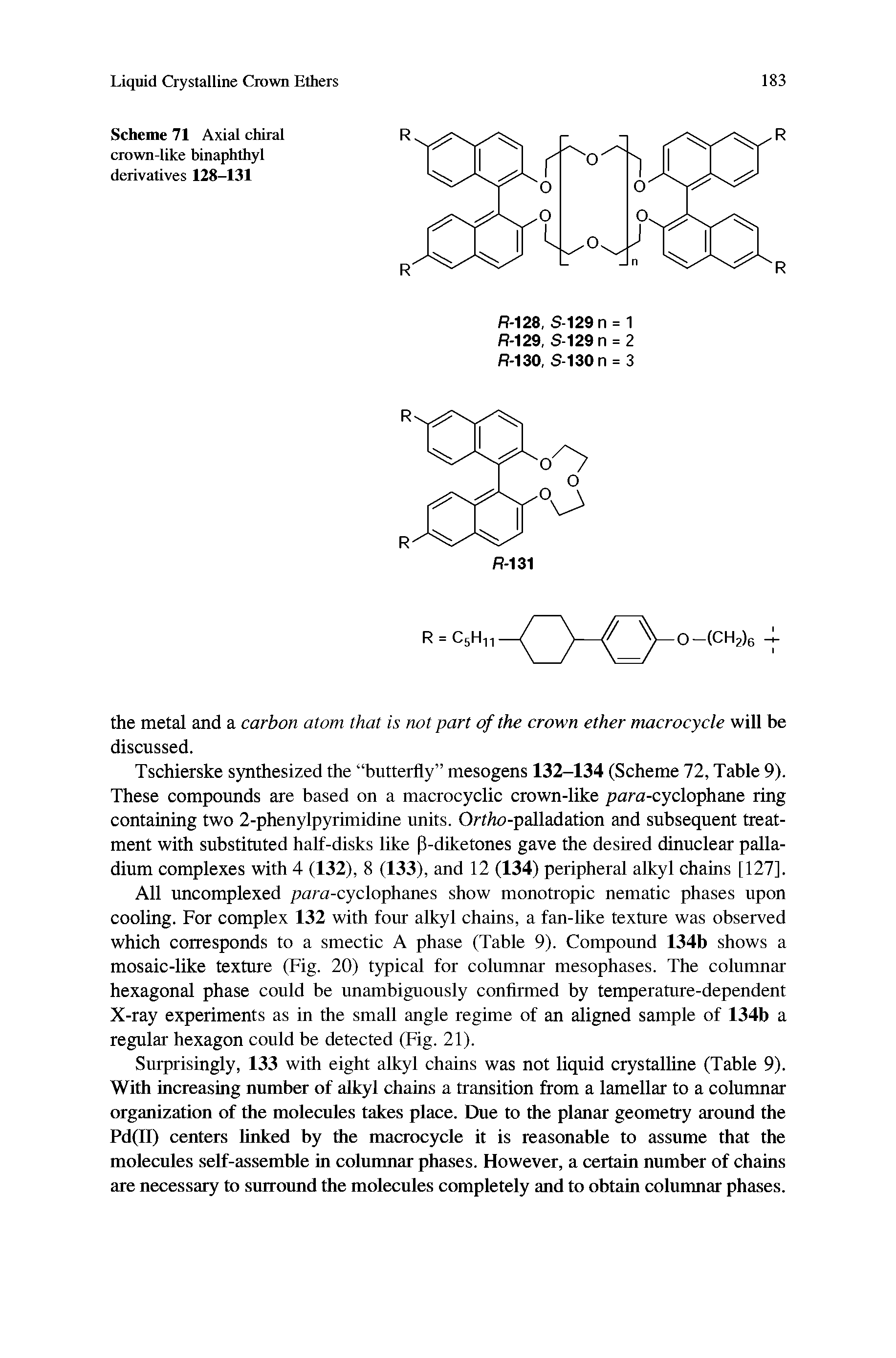 Scheme 71 Axial chiral crown-like binaphthyl derivatives 128-131...