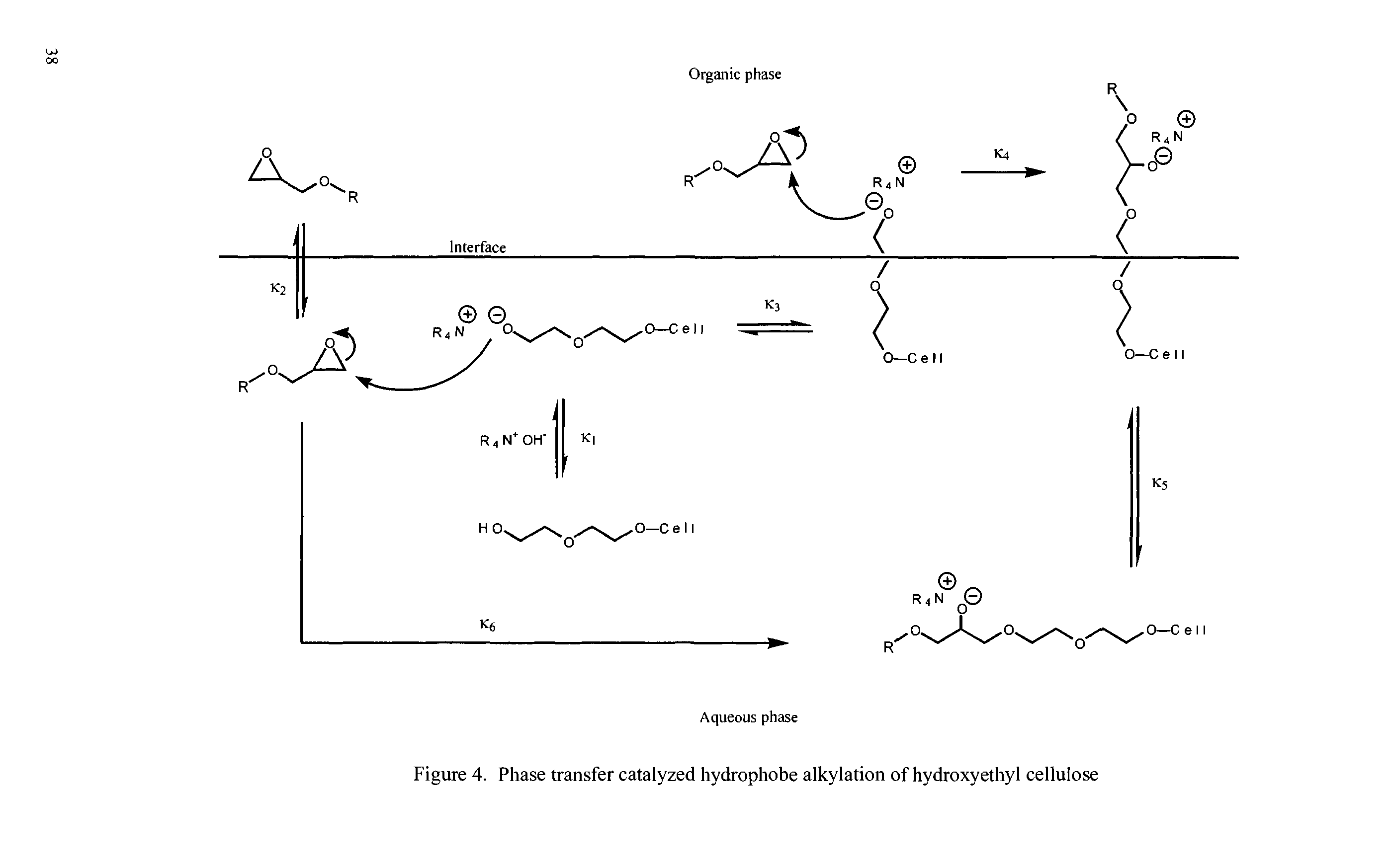 Figure 4. Phase transfer catalyzed hydrophobe alkylation of hydroxyethyl cellulose...