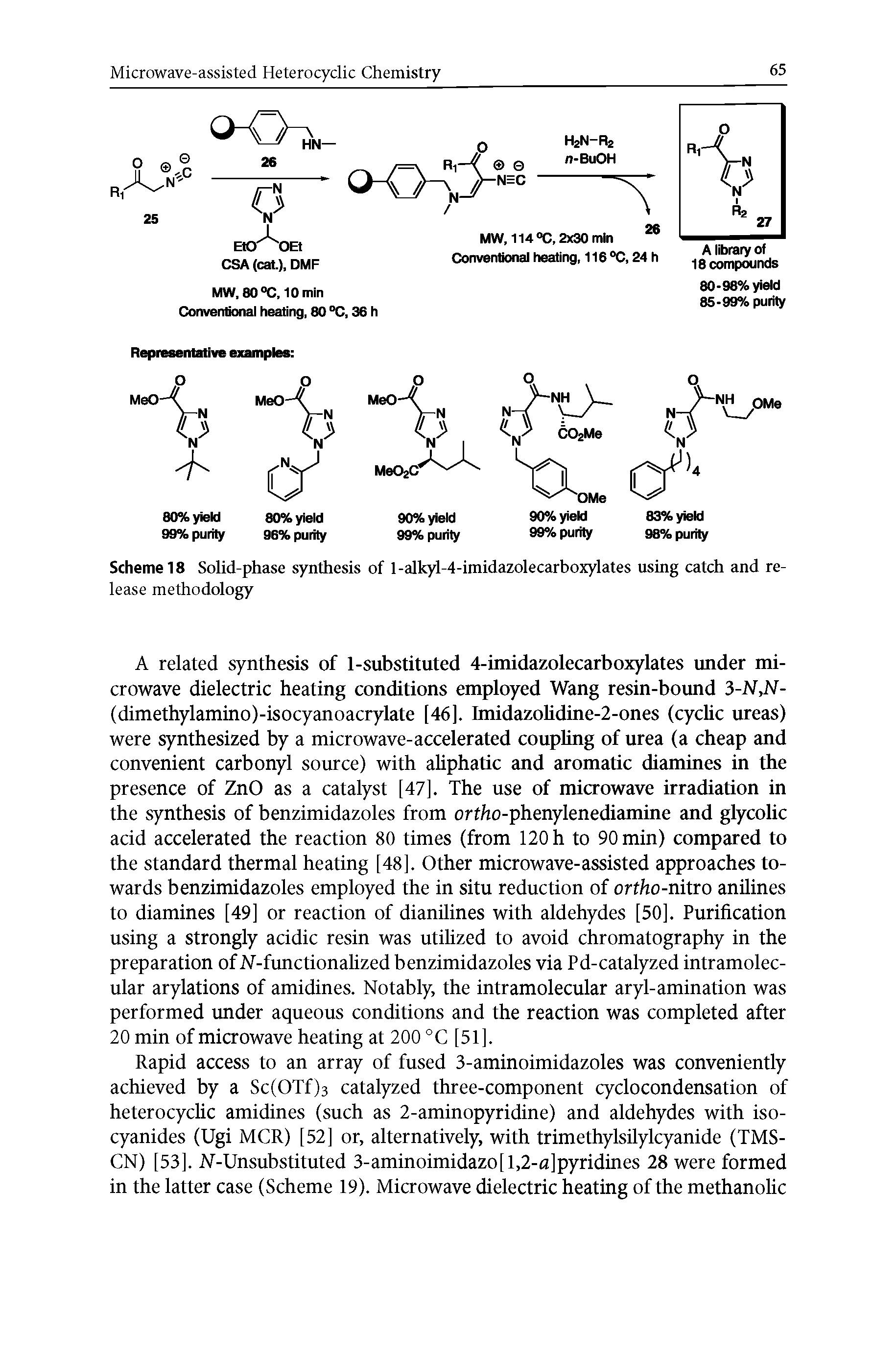 Scheme 18 Solid-phase synthesis of l-alkyl-4-imidazolecarboxylates using catch and release methodology...
