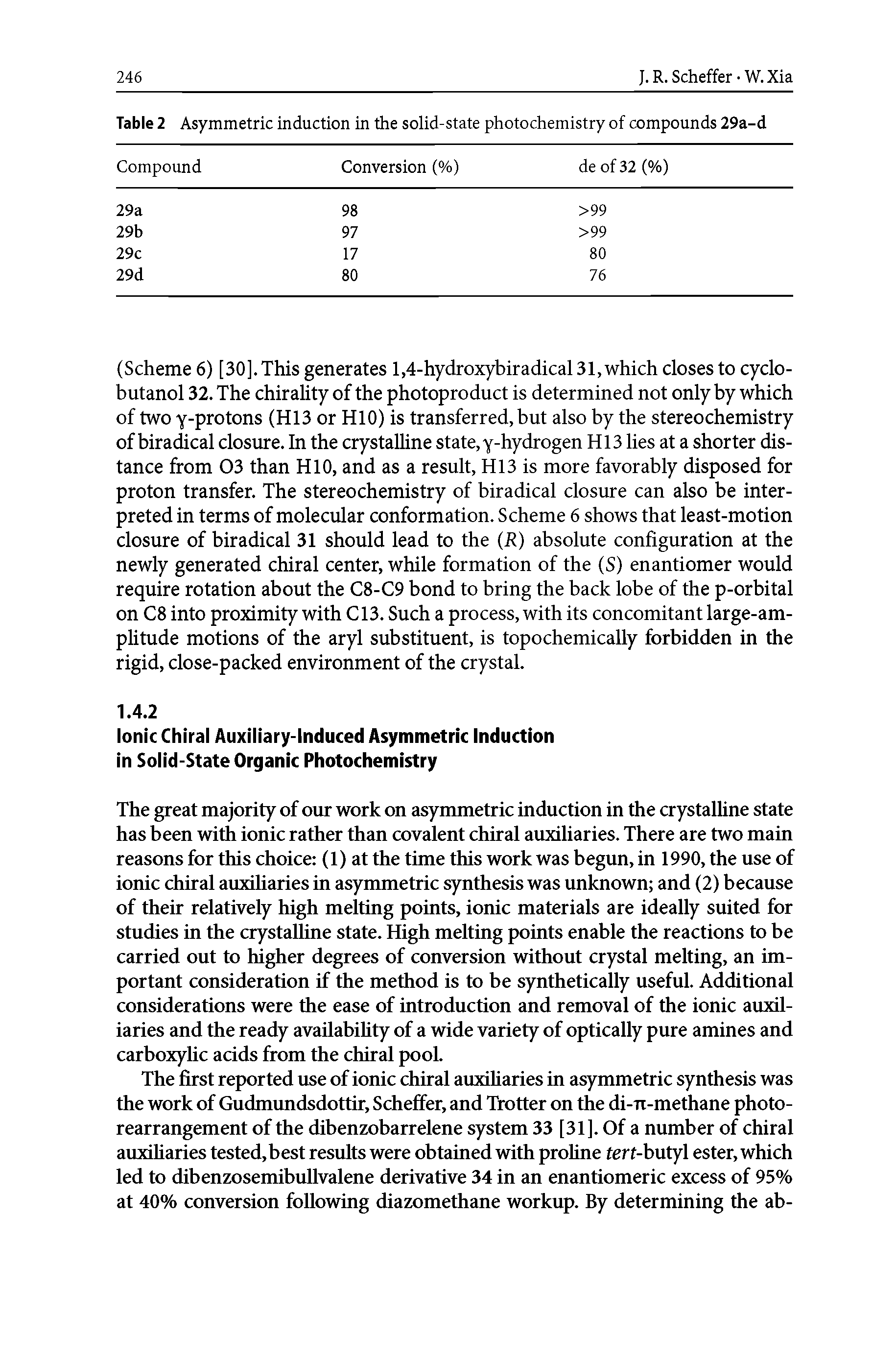 Table 2 Asymmetric induction in the solid-state photochemistry of compounds 29a-d ...