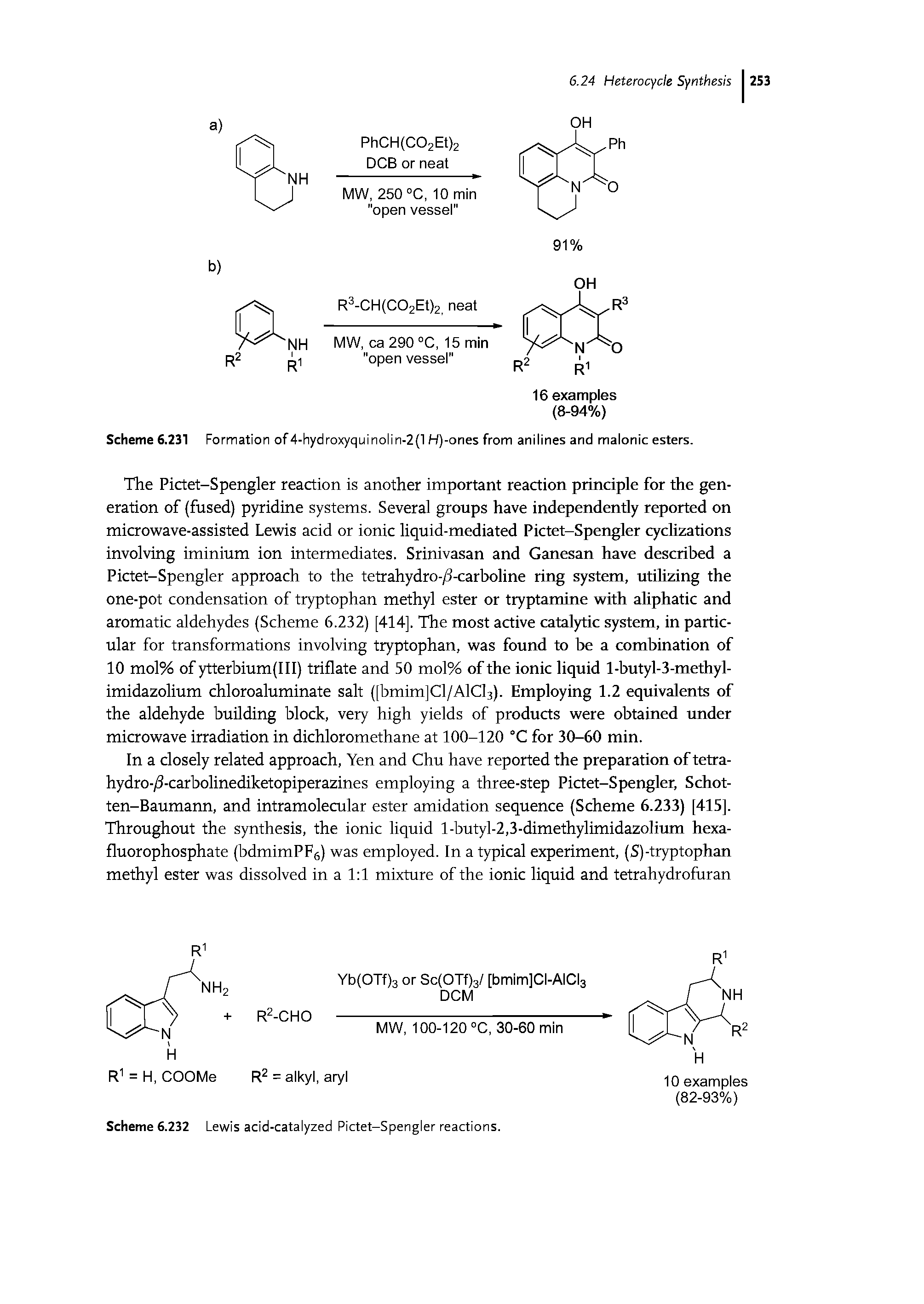 Scheme 6.232 Lewis acid-catalyzed Pictet-Spengler reactions.