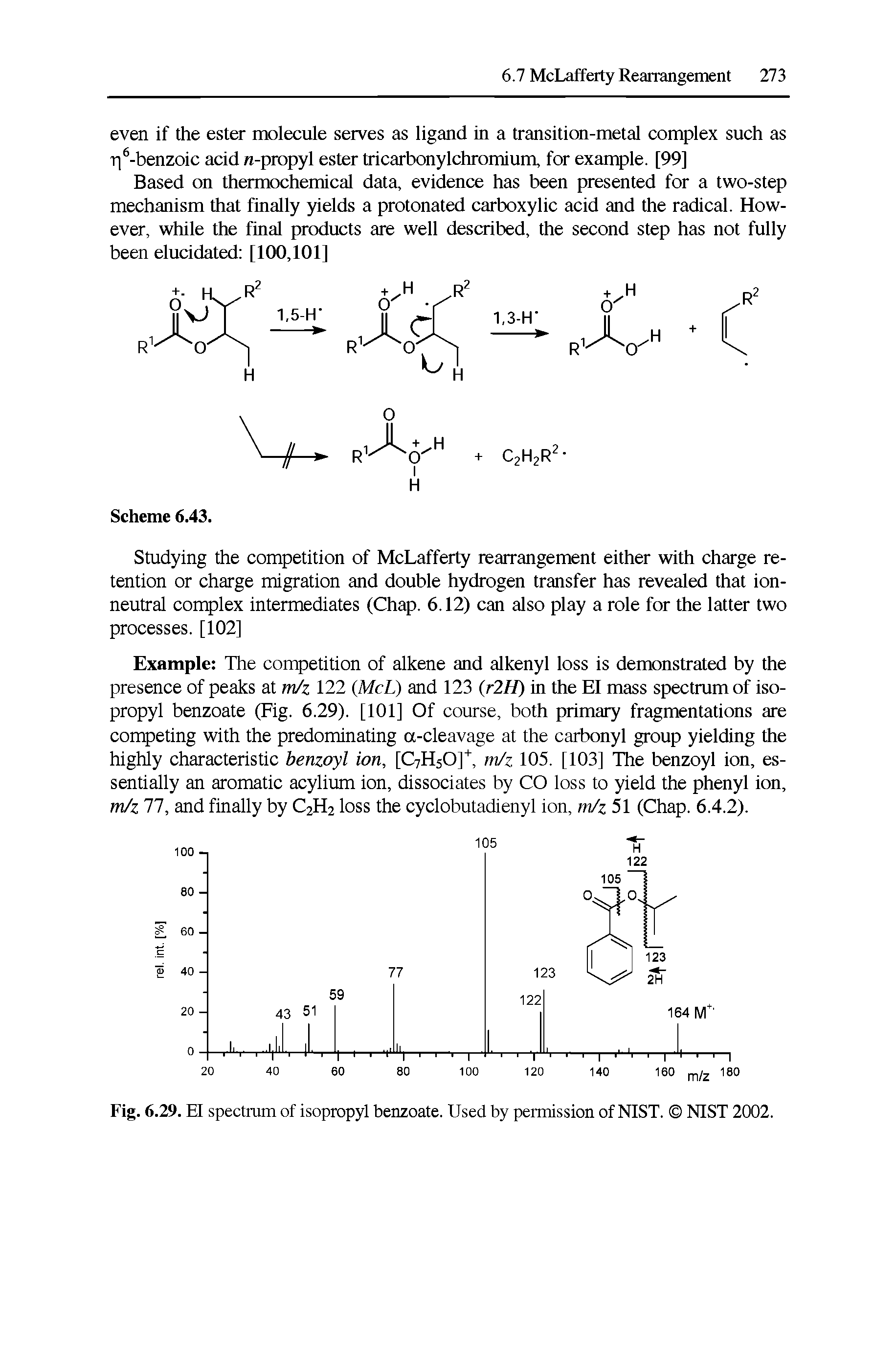 Fig. 6.29. El spectmm of isopropyl benzoate. Used by permission of NIST. NIST 2002.