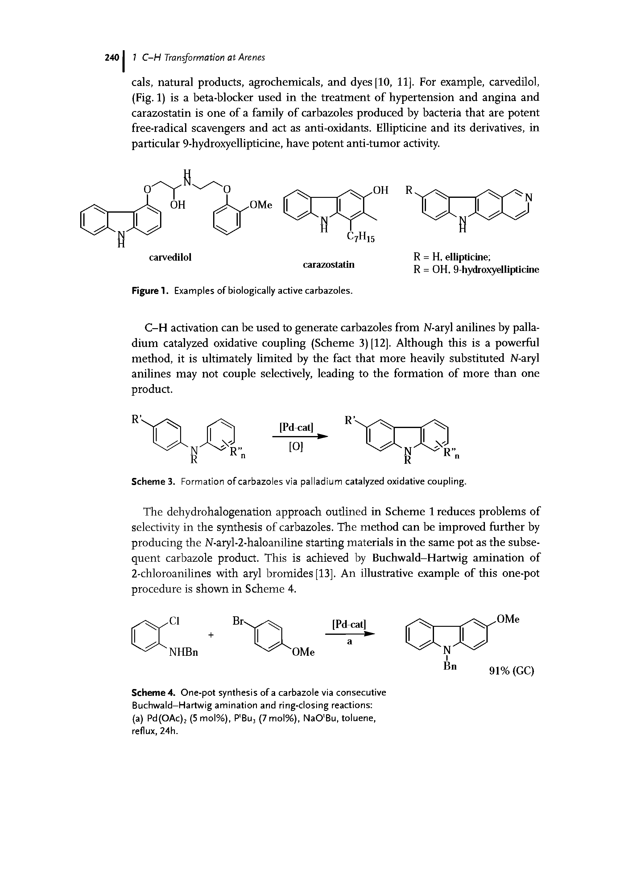 Scheme 3. Formation of carbazoles via palladium catalyzed oxidative coupling.