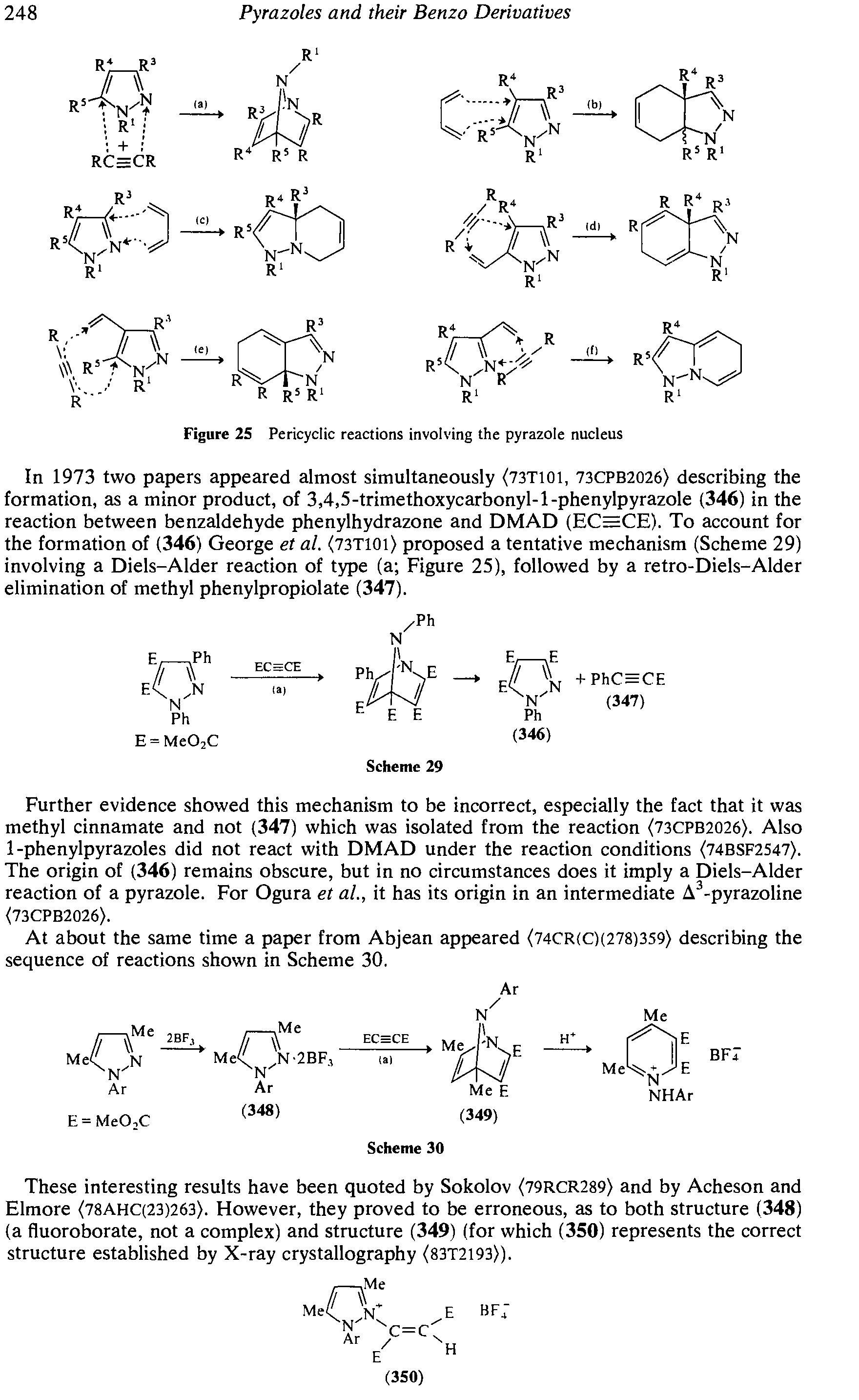 Figure 25 Pericyclic reactions involving the pyrazole nucleus...