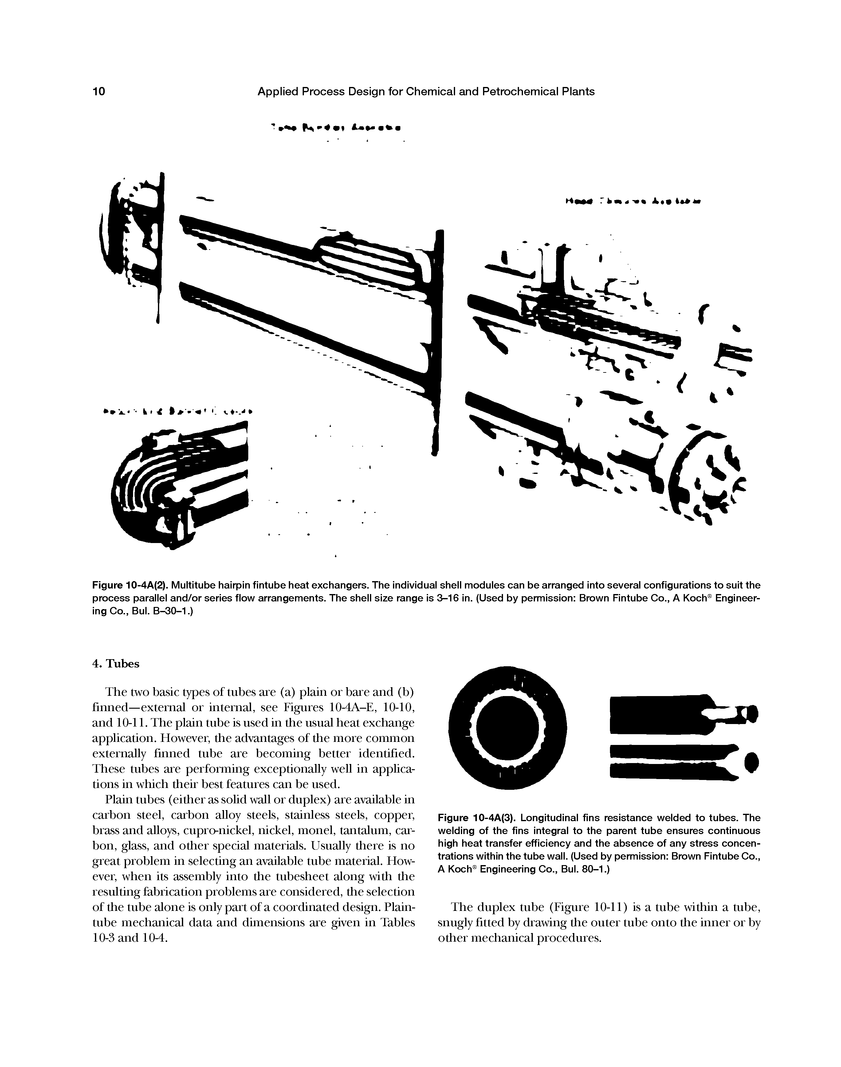 Figure 10-4A(3). Longitudinal fins resistance welded to tubes. The welding of the fins integral to the parent tube ensures continuous high heat transfer efficiency and the absence of any stress concentrations within the tube wall. (Used by permission Brown Fintube Co., A Koch Engineering Co., Bui. 80-1.)...