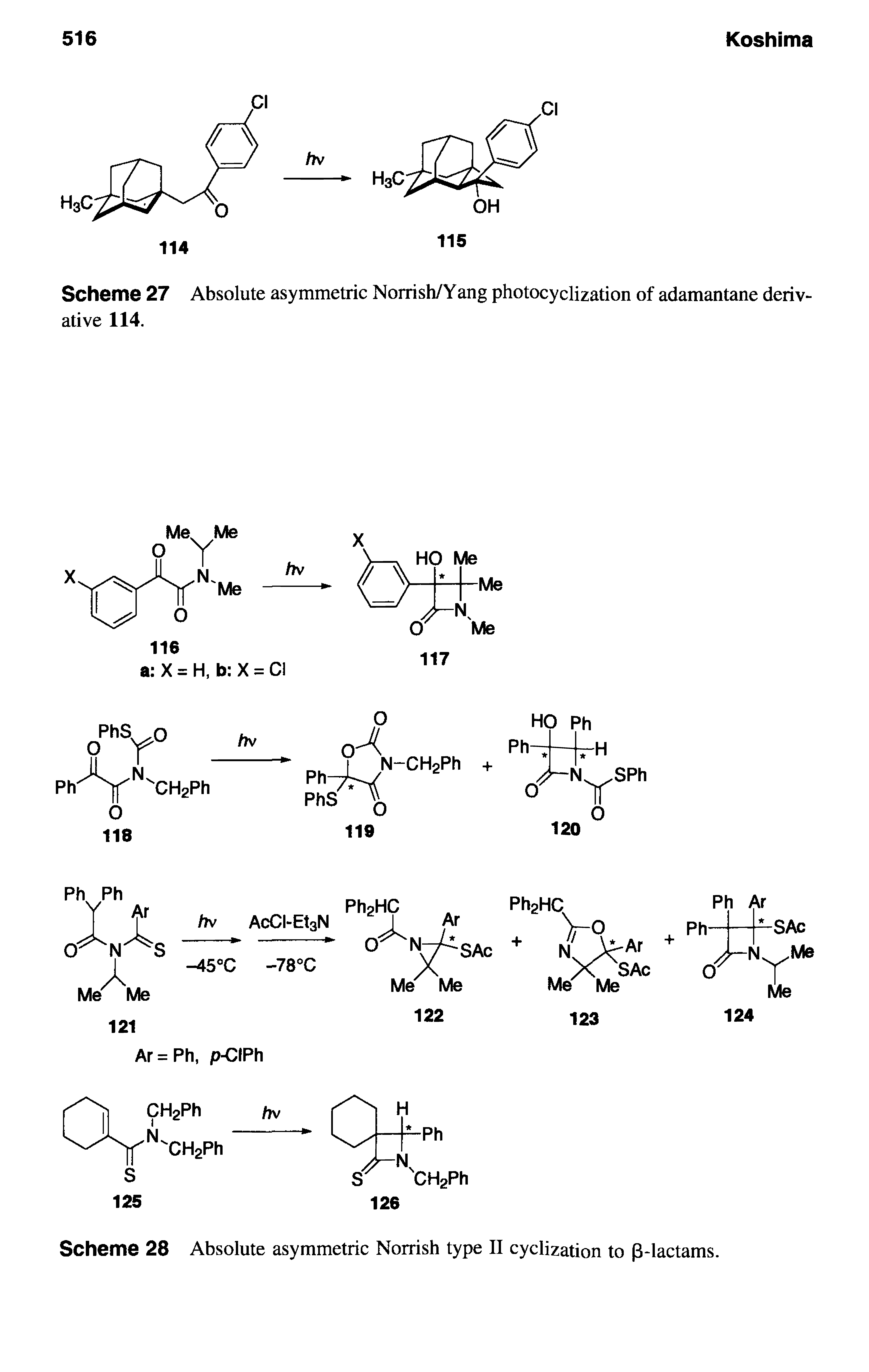 Scheme 27 Absolute asymmetric Norrish/Yang photocyclization of adamantane derivative 114.