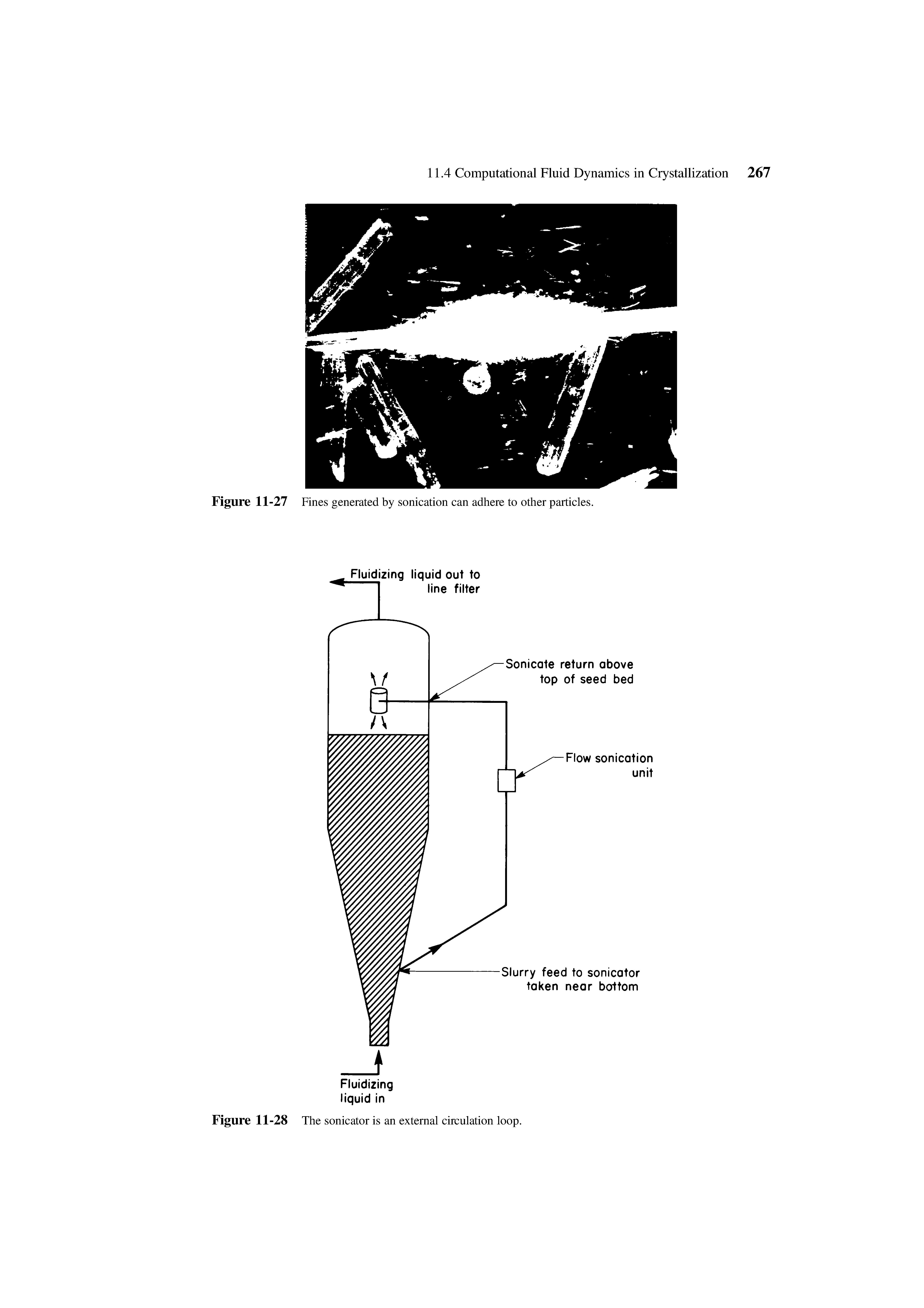 Figure 11-27 Fines generated by sonication can adhere to other particles.