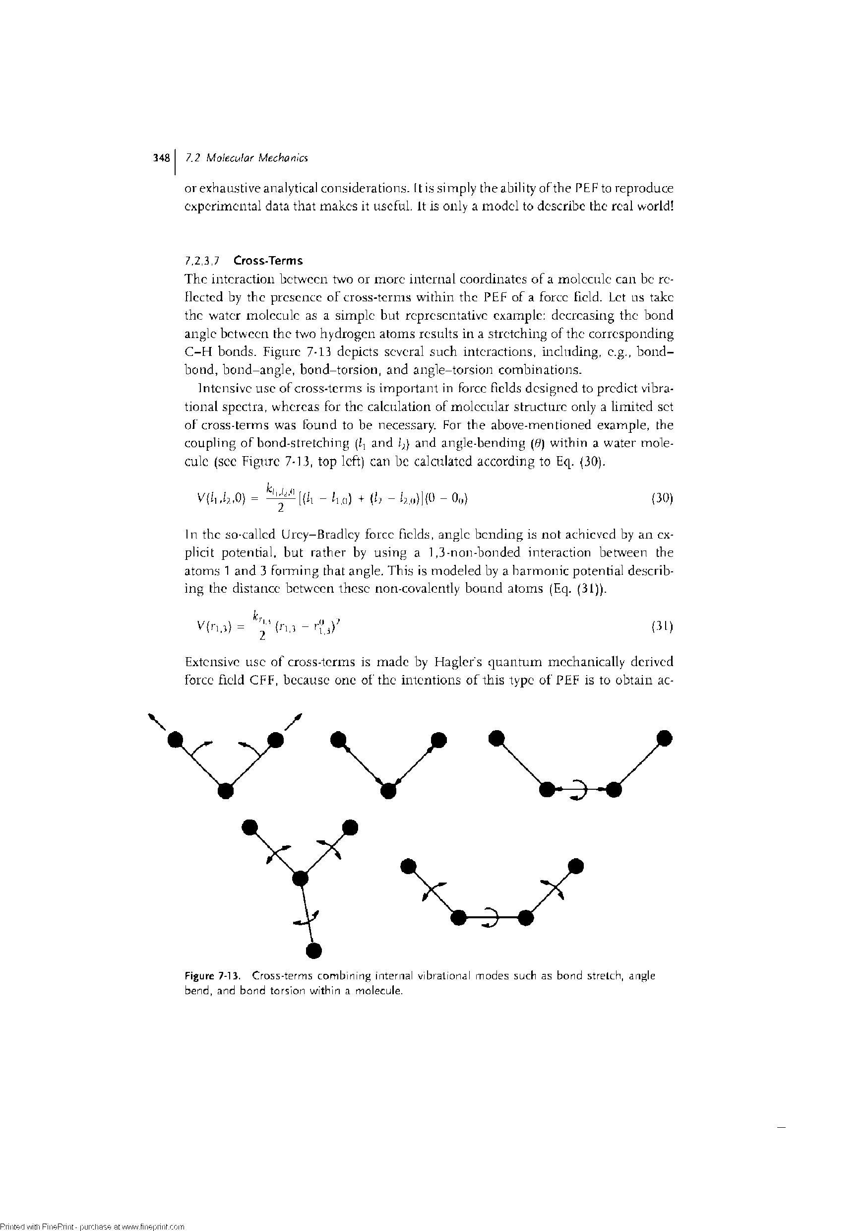 Figure 7-13. Cross-terms combining internal vibrational modes such as bond stretch, angle bend, and bond torsion within a molecule.