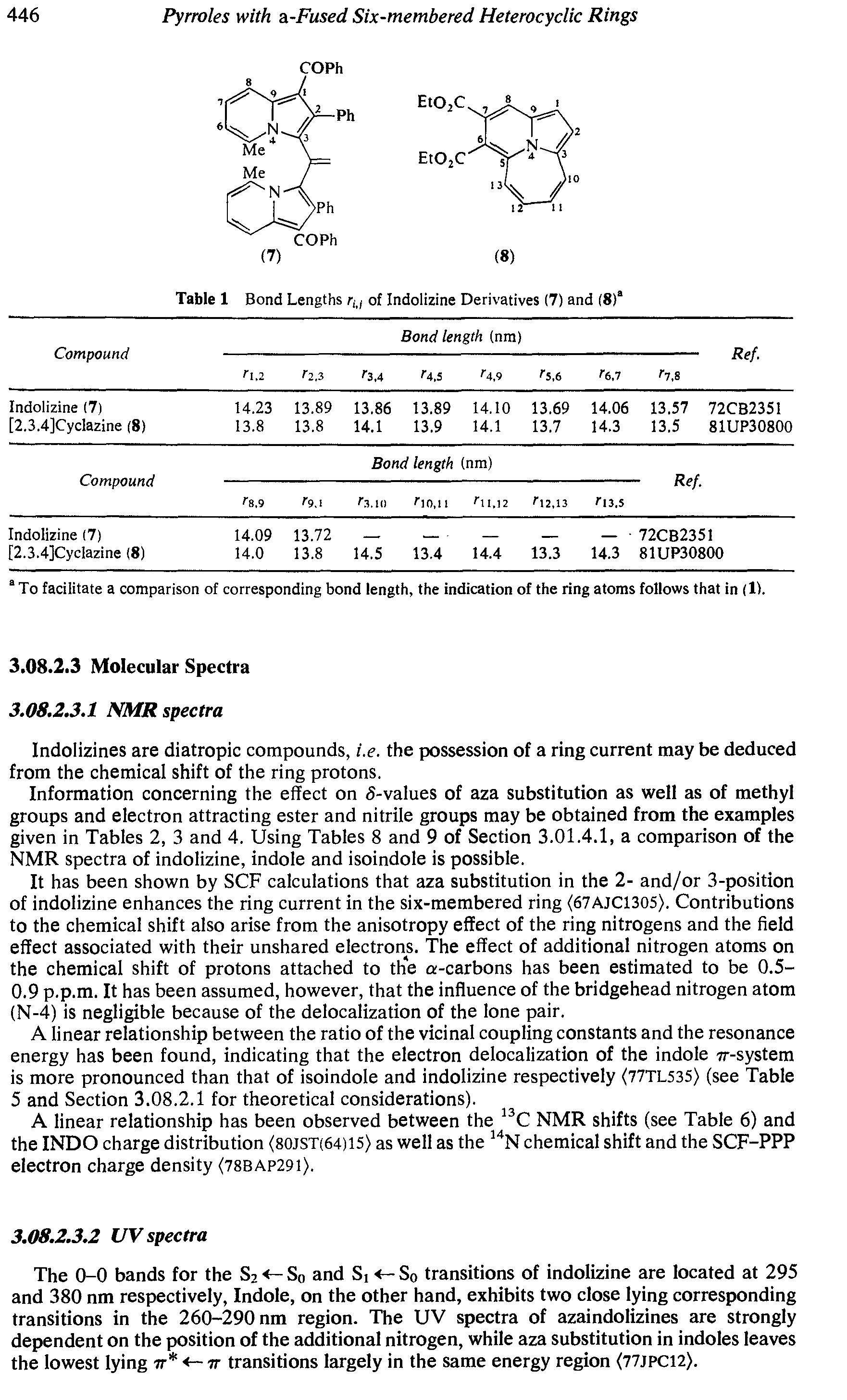 Table 1 Bond Lengths riif of Indolizine Derivatives (7) and (8)a...