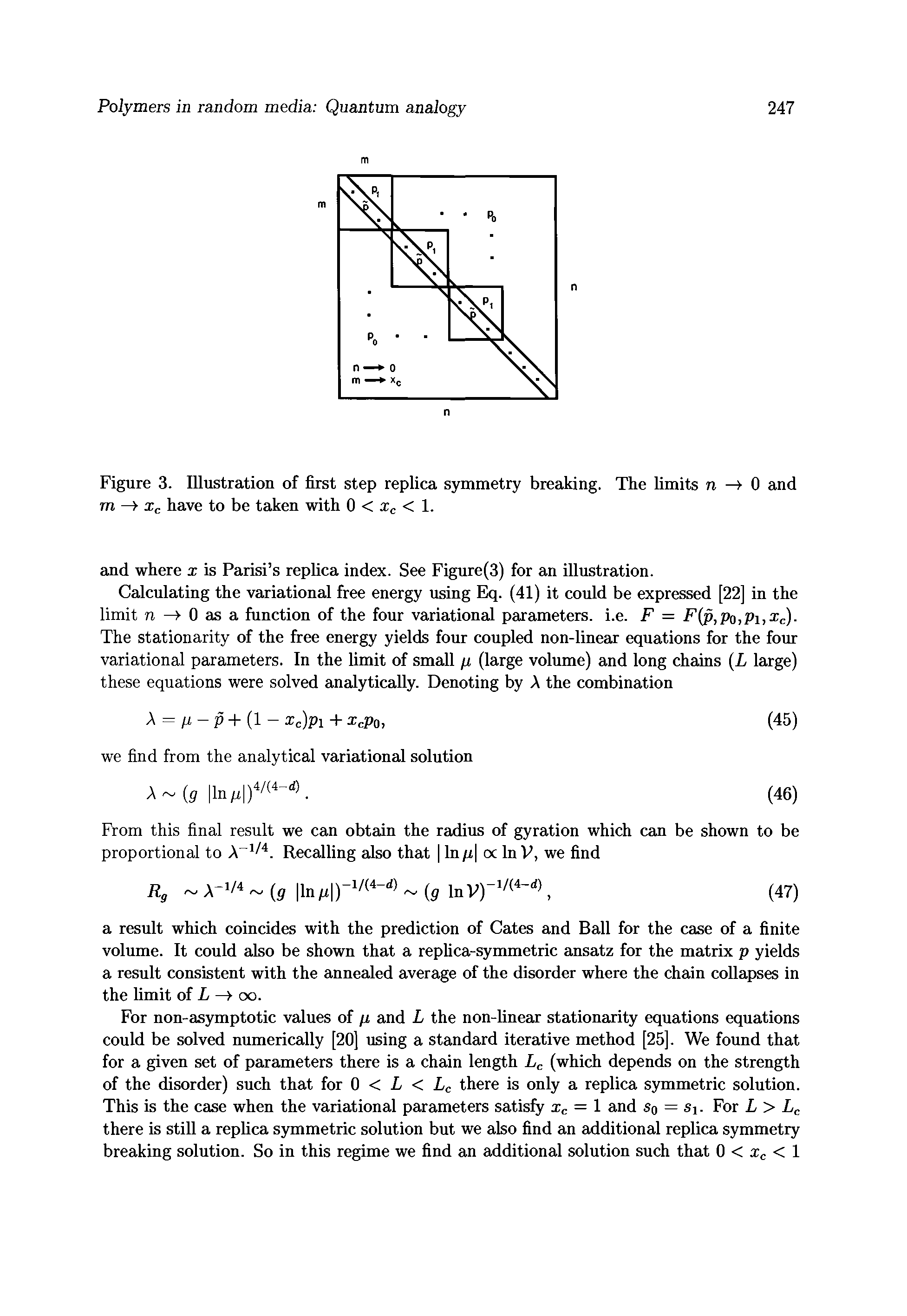 Figure 3. Illustration of first step replica symmetry breaking. The limits n —> 0 and m Xc have to be taken with 0 < Xc < 1.