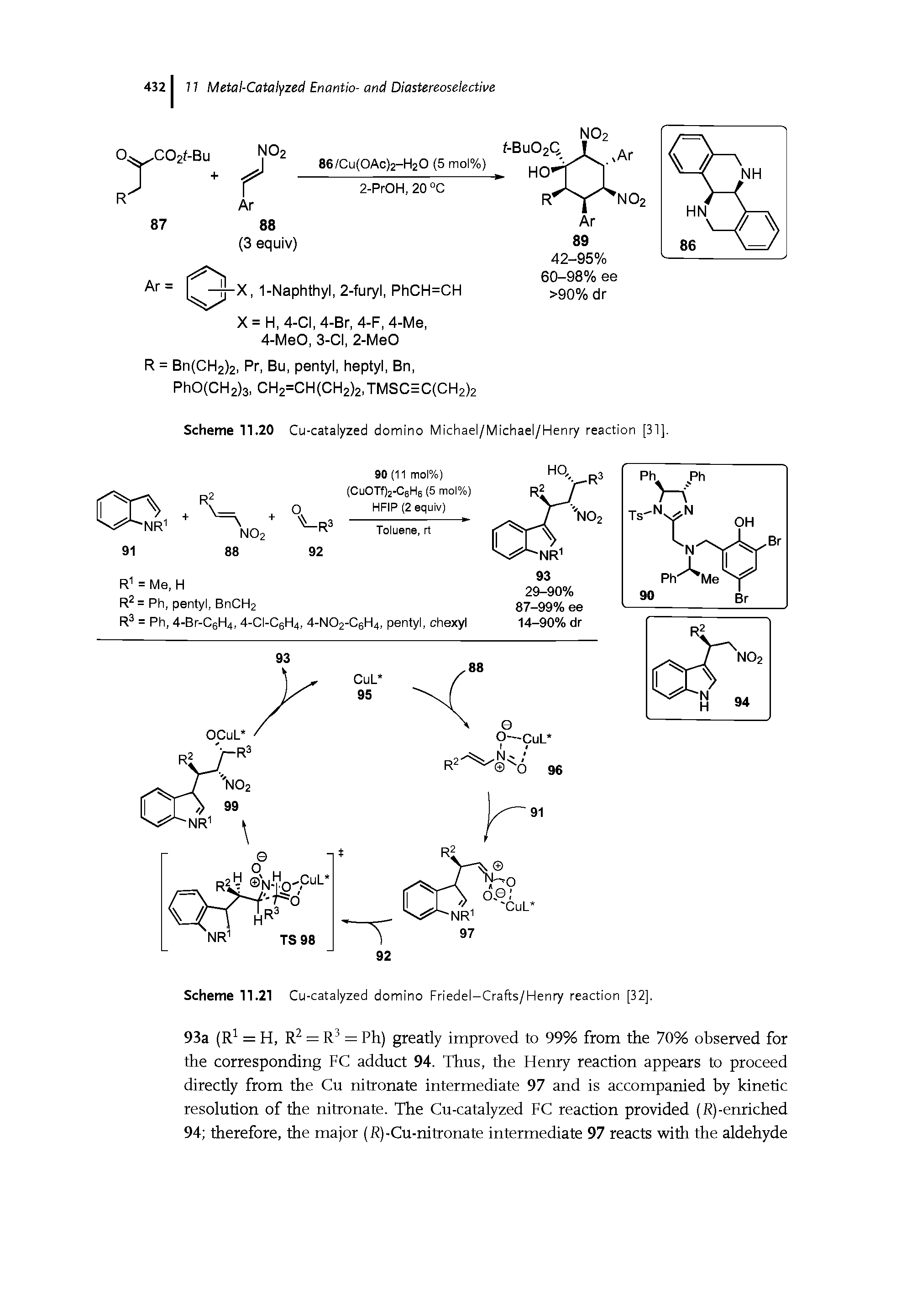 Scheme 11.20 Cu-catalyzed domino Michael/Michael/Henry reaction [31].