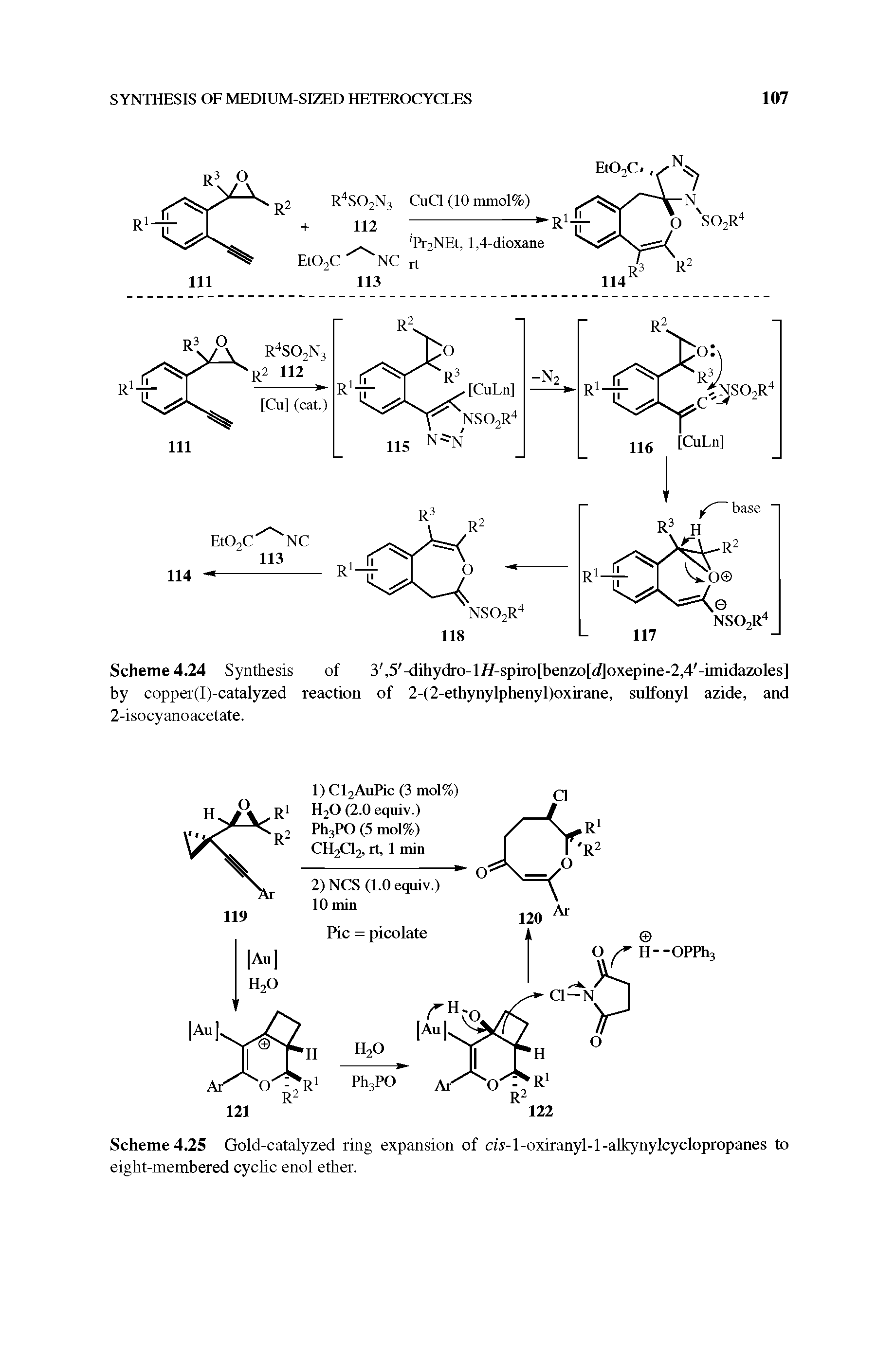 Scheme 4.25 Gold-catalyzed ring expansion of cw-l-oxiranyl-l-aUcynylcyclopropanes to eight-membered cyclic enol ether.