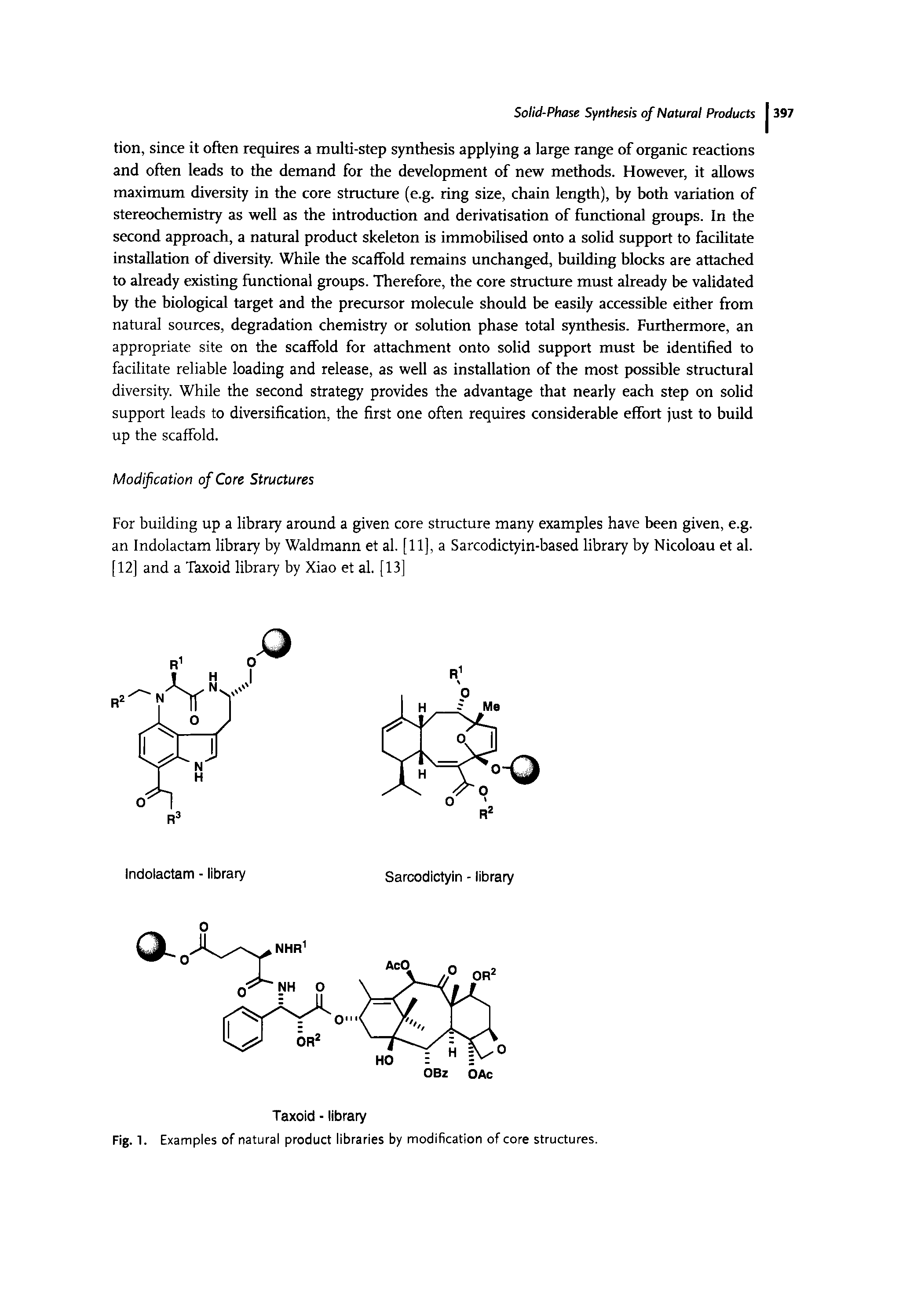 Fig. 1. Examples of natural product libraries by modification of core structures.