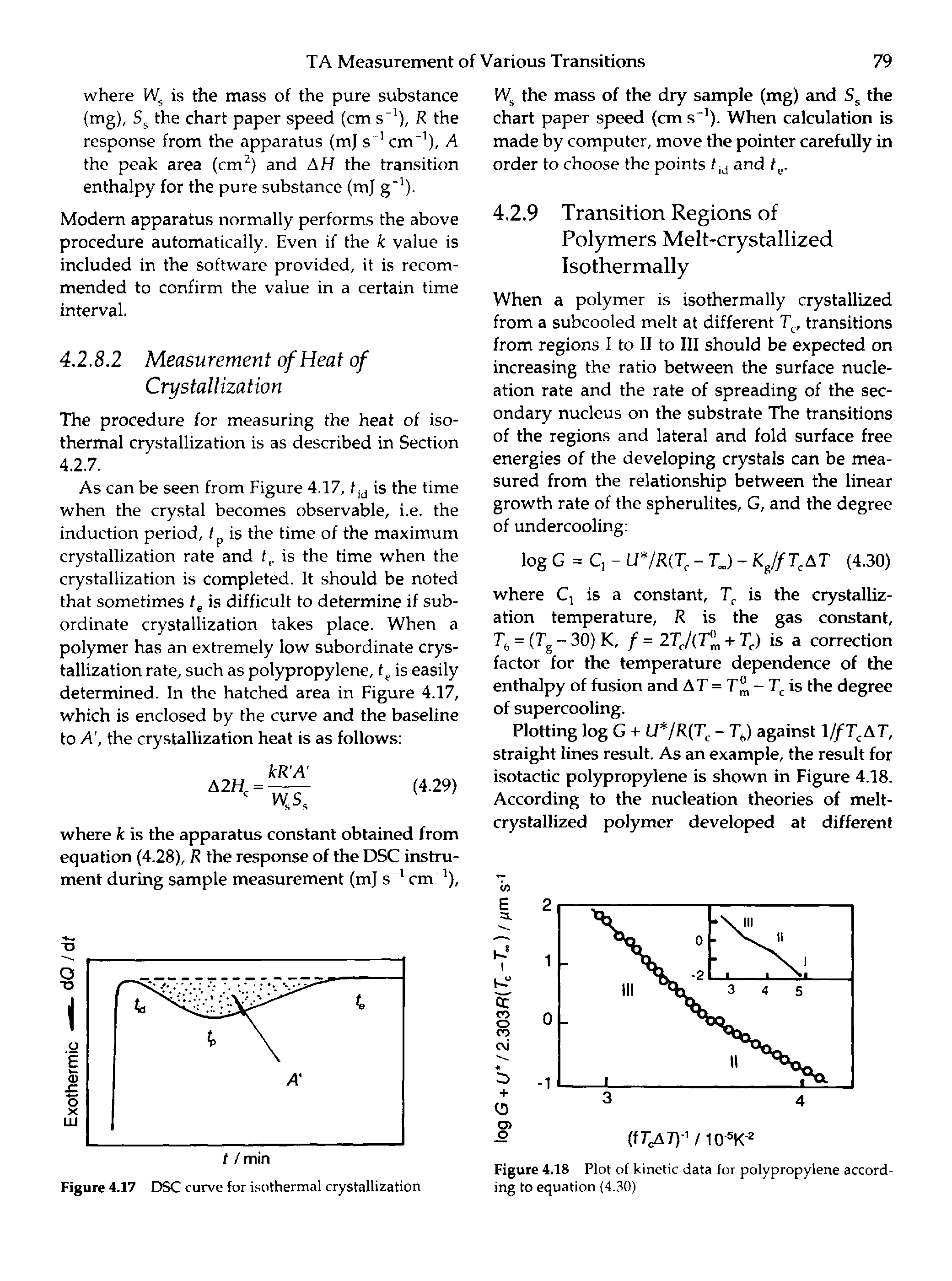 Figure 4.18 Plot of kinetic data for polypropylene according to equation (4..W)...