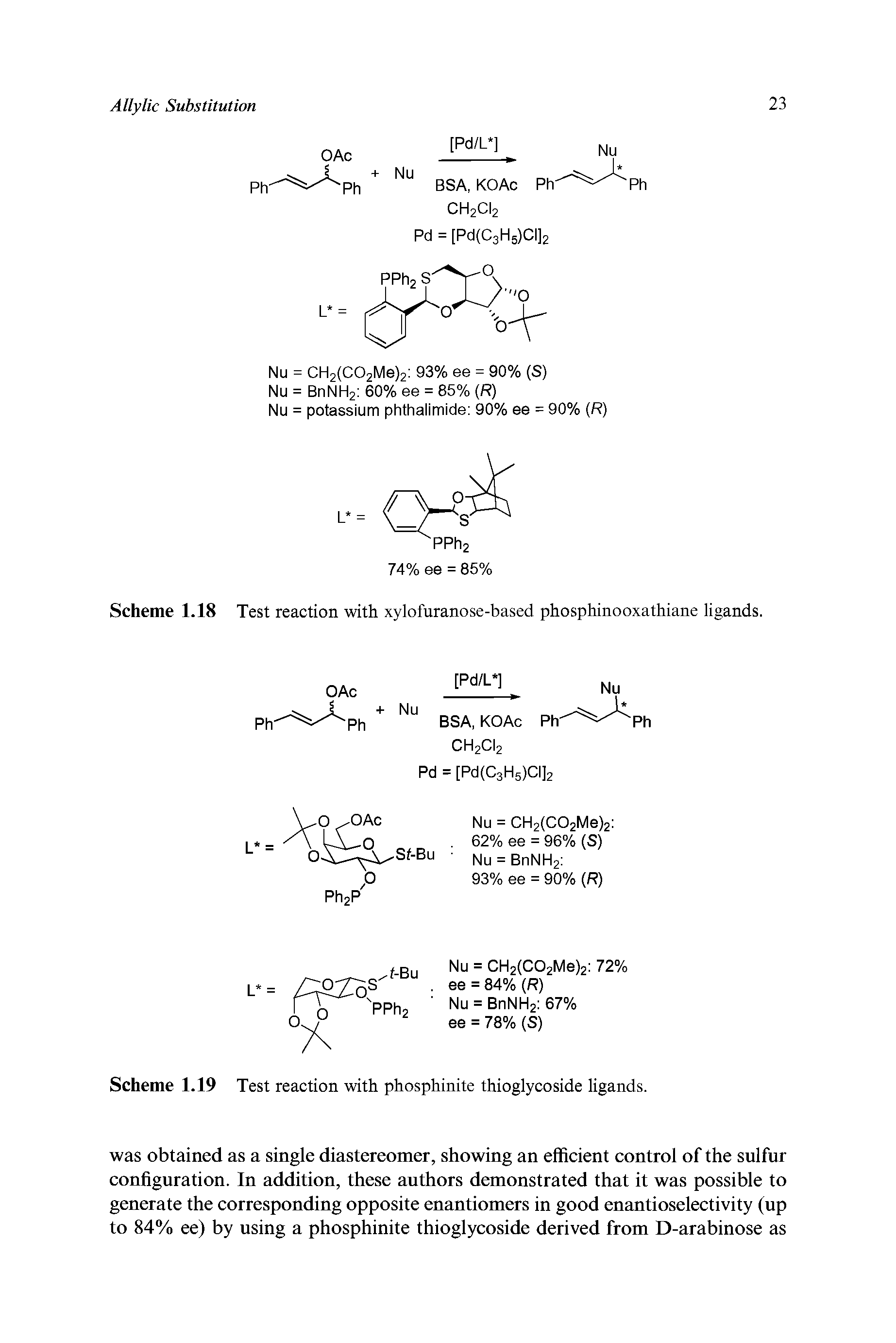 Scheme 1.18 Test reaction with xylofuranose-based phosphinooxathiane ligands.