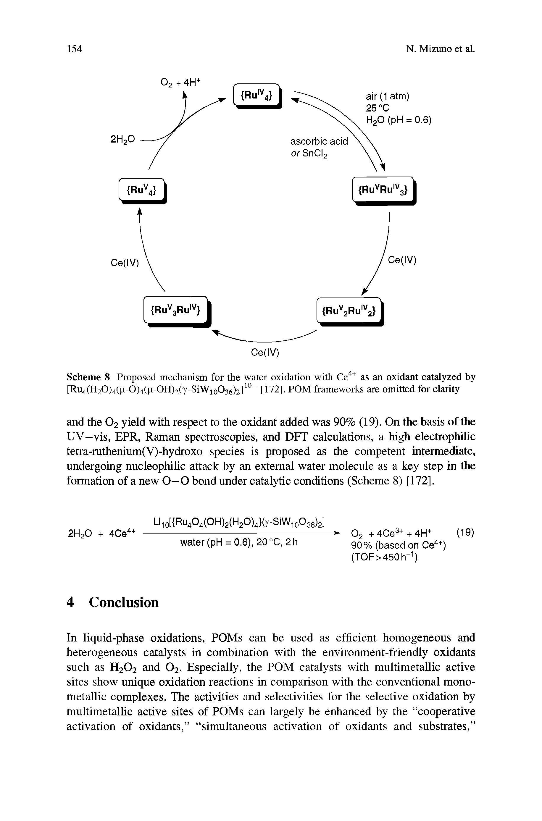 Scheme 8 Proposed mechanism for the water oxidation with as an oxidant catalyzed by [Ru4(H20)4(p-0)4(p-OH)2(Y-SiWio036)2] [1V2]. POM frameworks are omitted for clarity...