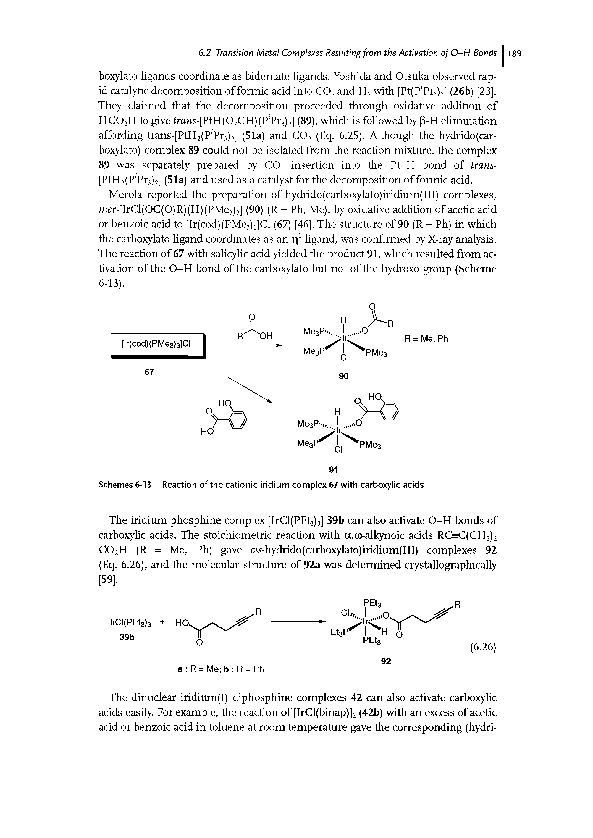 Schemes 6-13 Reaction of the cationic iridium complex 67 with carboxylic acids...