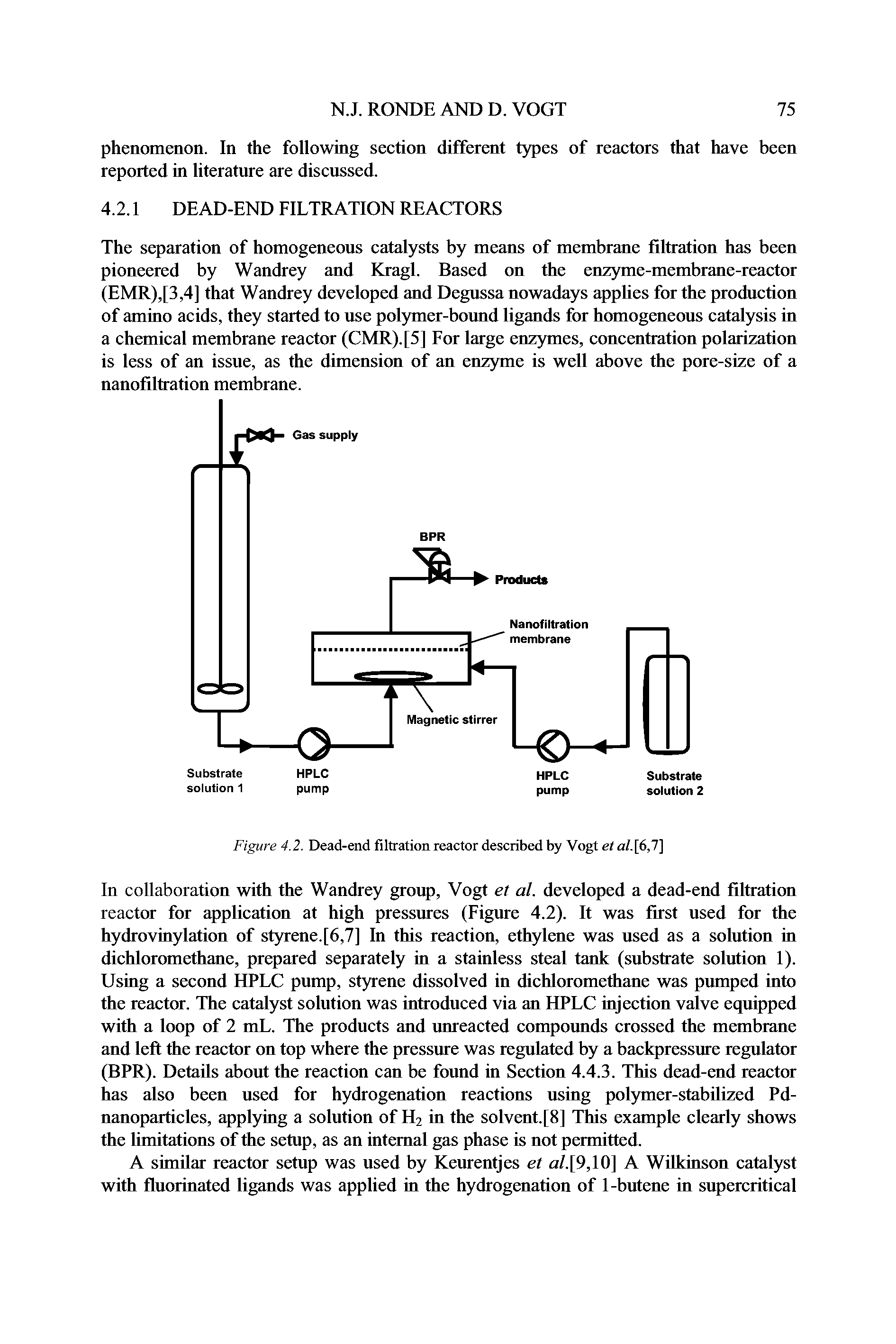 Figure 4.2. Dead-end filtration reactor described by Vogt et <z/.[6,7]...