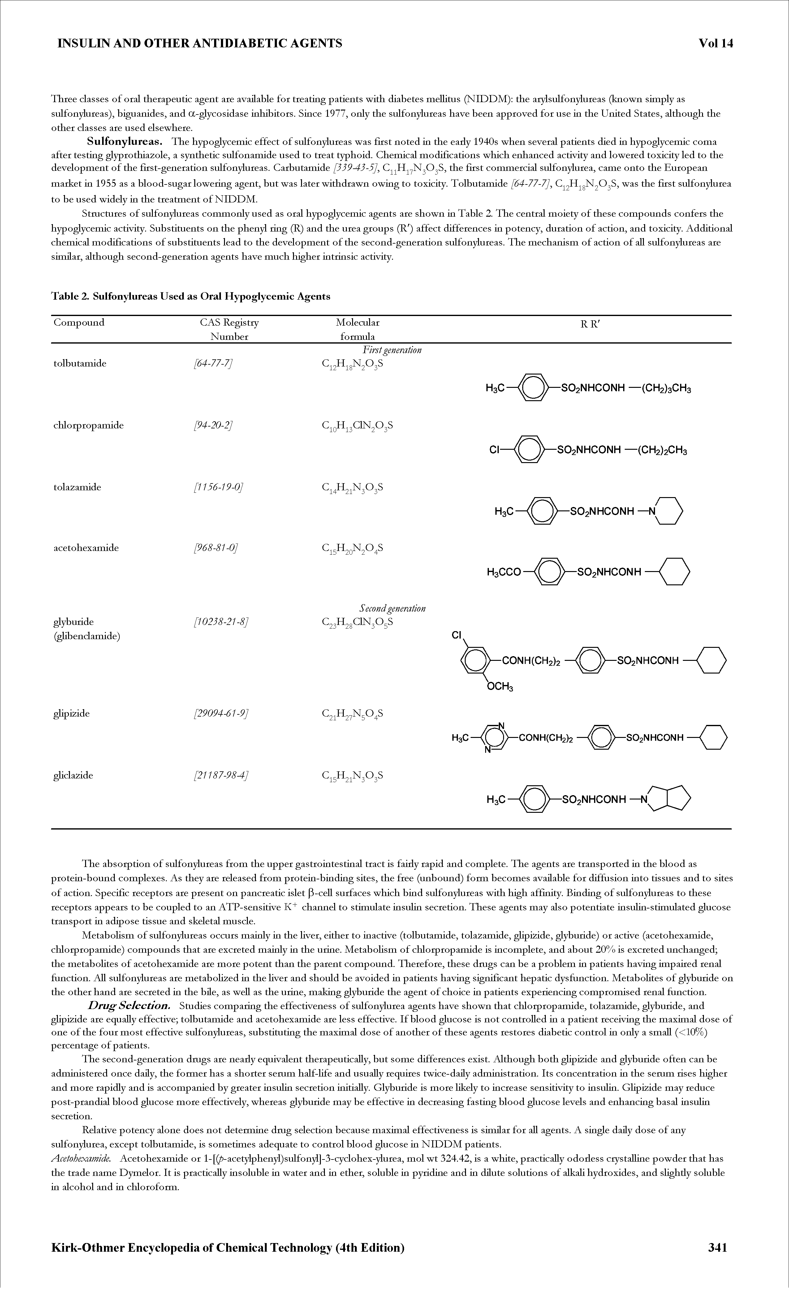 Table 2. Sulfonylureas Used as Oral Hypoglycemic Agents...