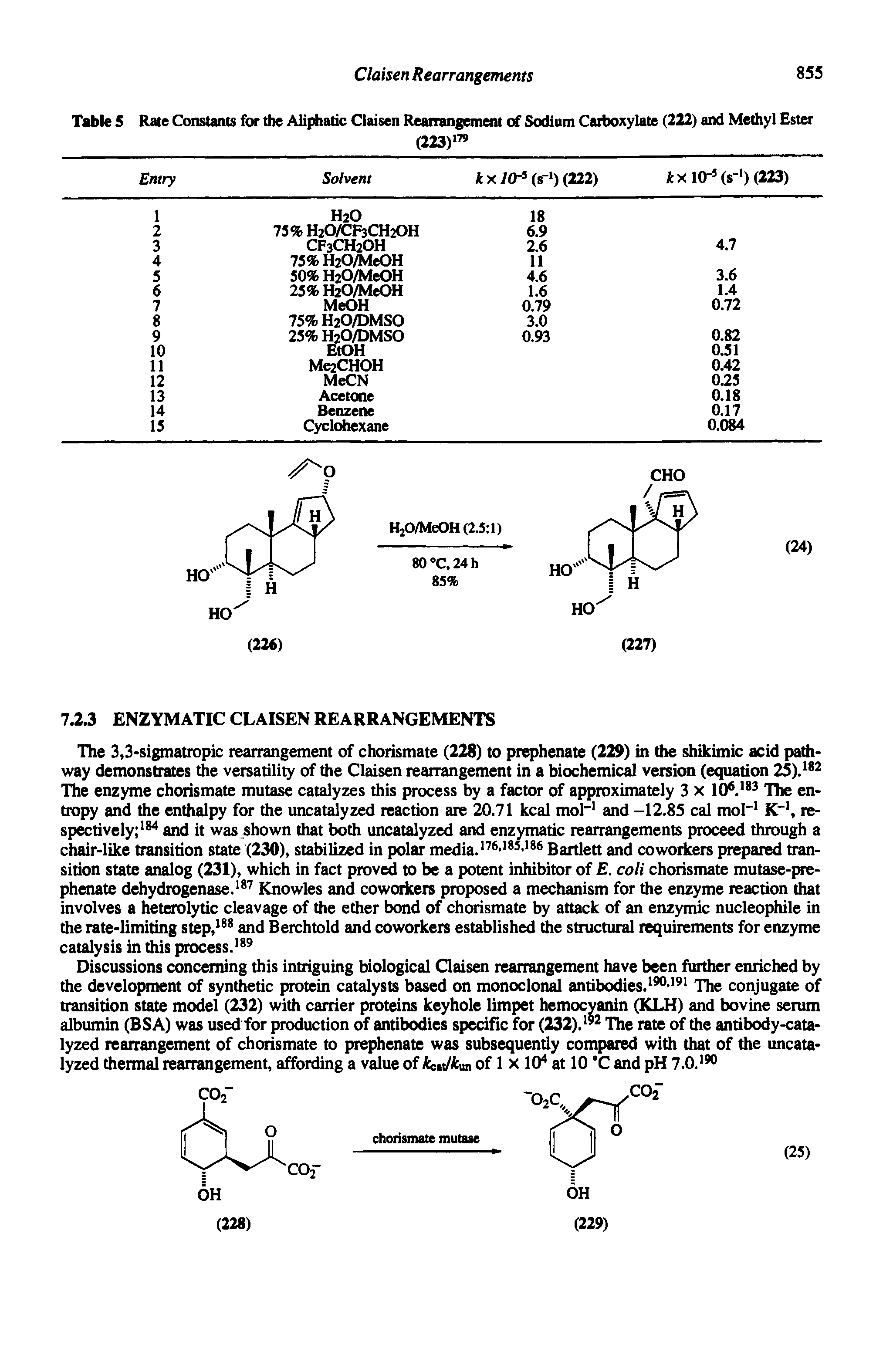 Table 5 Rate Constants for the Aliphatic Claisen Rearrangement of Sodium Caiboxylate (222) and Methyl Ester...