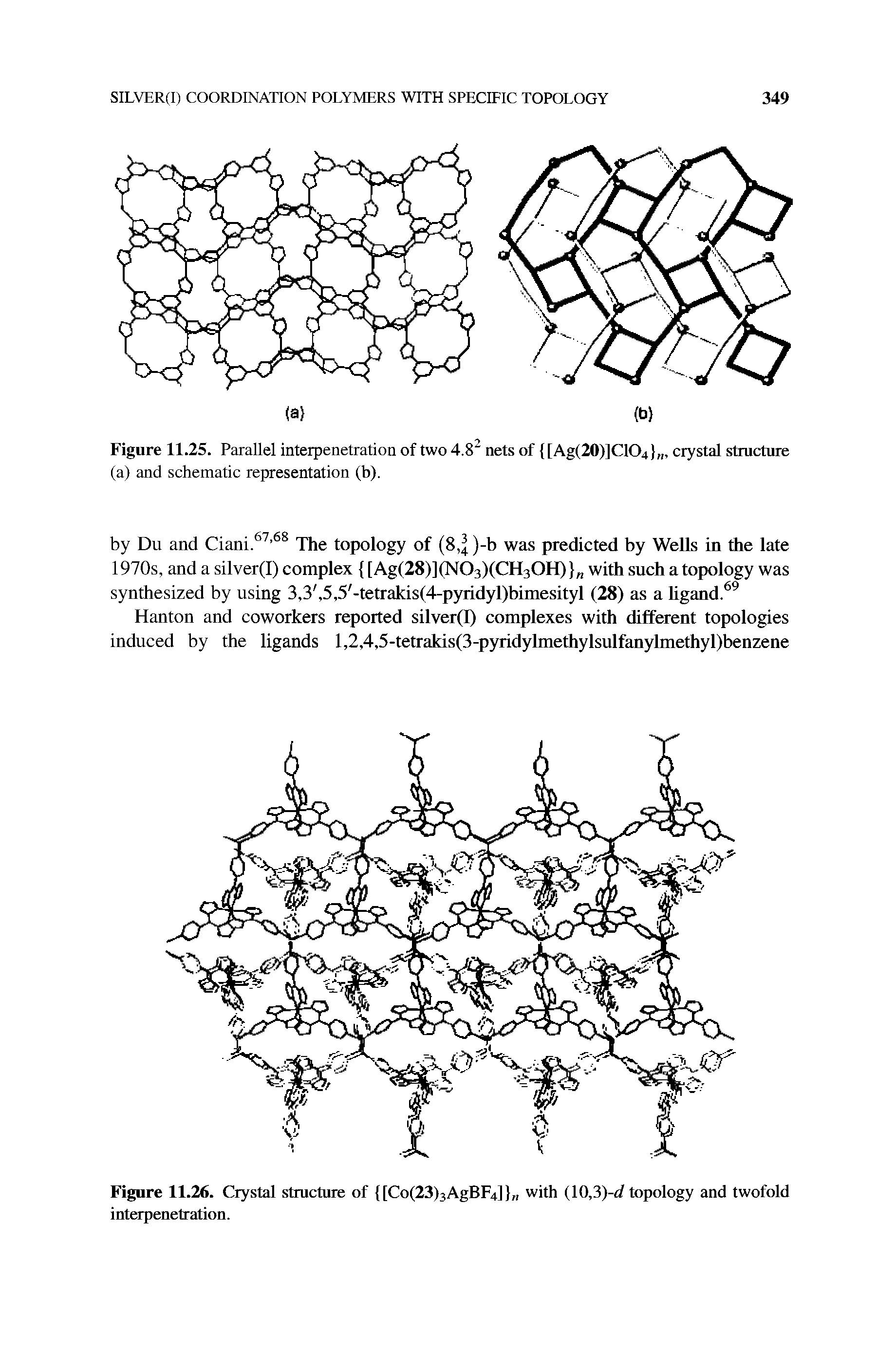 Figure 11.25. Parallel interpenetration of two 4.82 nets of ([ Ag(20) C104 , crystal structure...