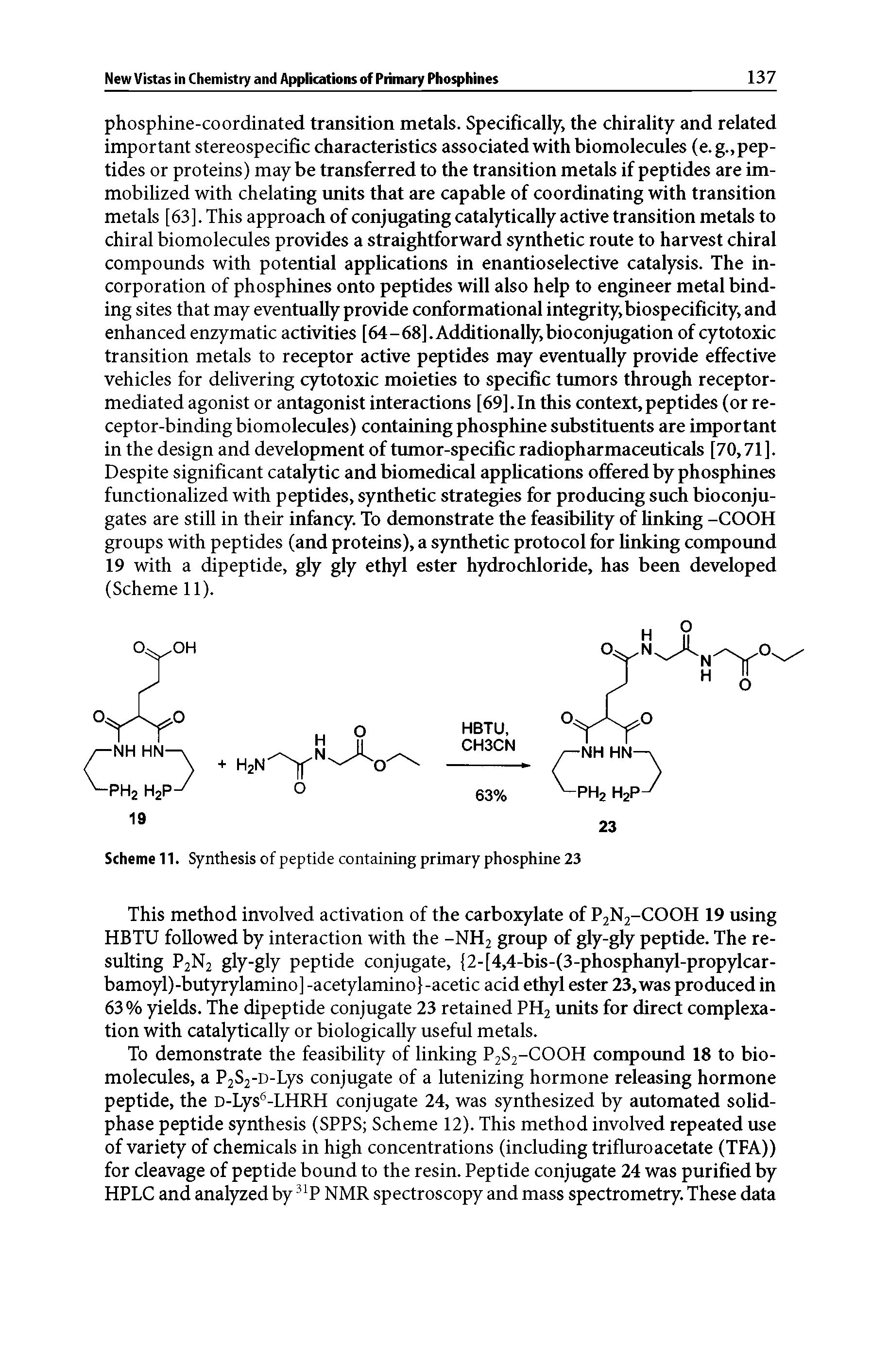 Scheme 11. Synthesis of peptide containing primary phosphine 23...