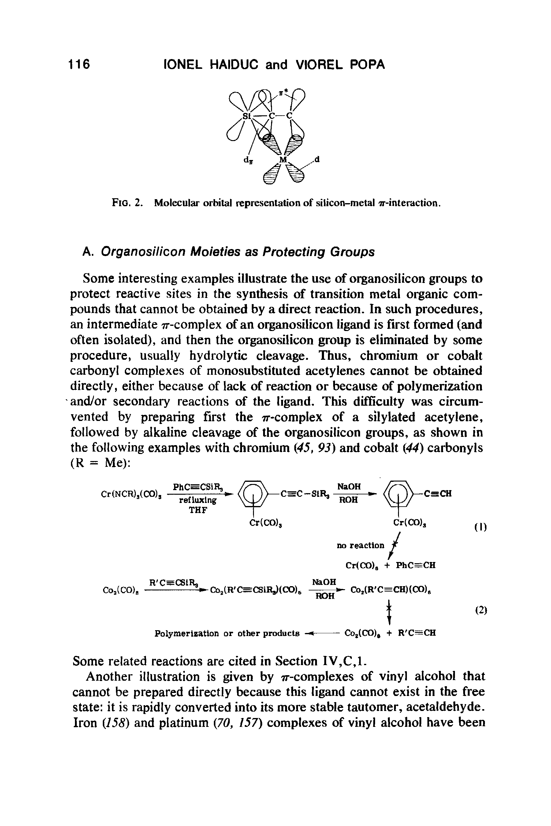 Fig. 2. Molecular orbital representation of silicon-metal rr-interaction.