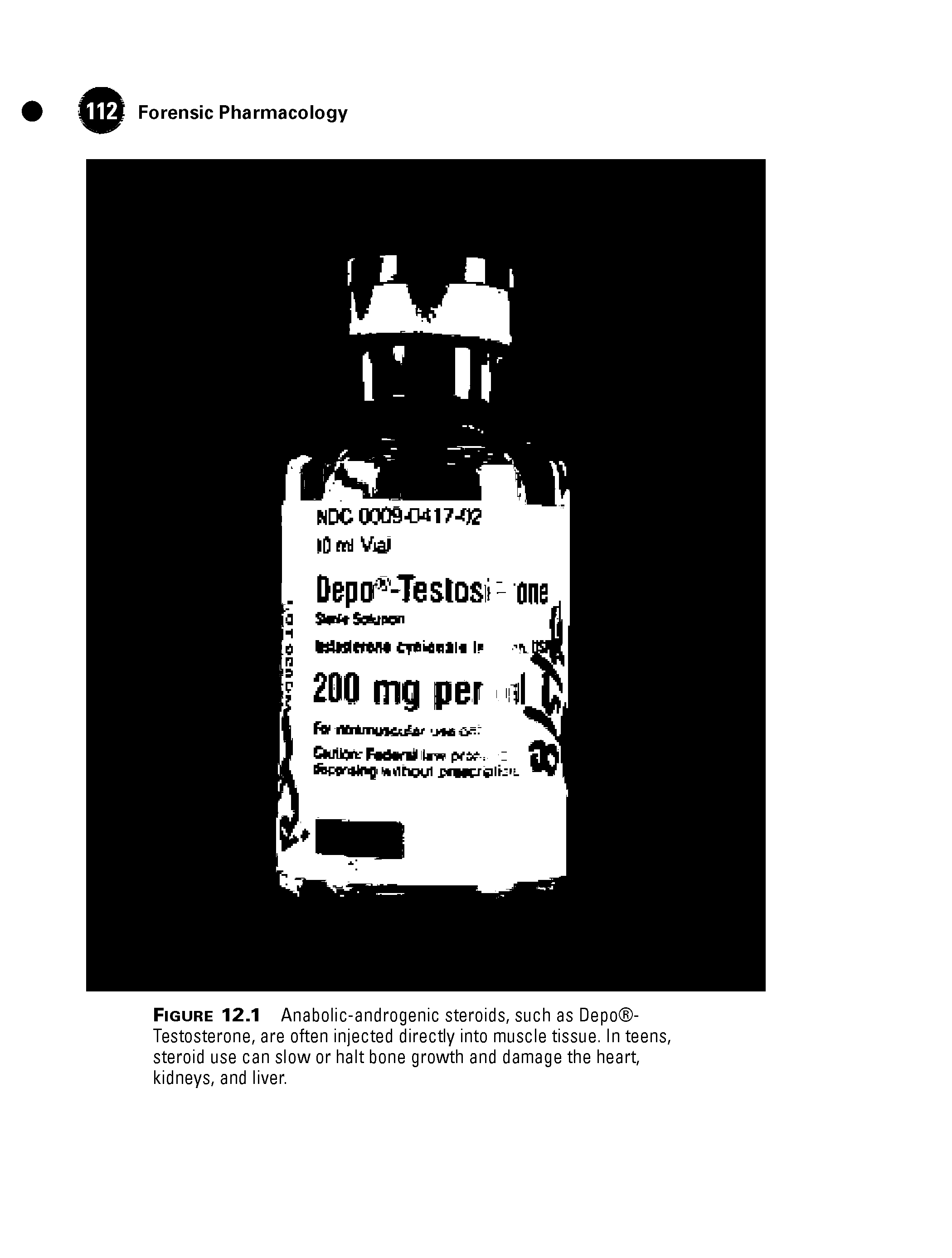 Figure 12.1 Anabolic-androgenic steroids, such as Depo -Testosterone, are often injected directly into muscle tissue. In teens, steroid use can slow or halt bone growth and damage the heart, kidneys, and liver.
