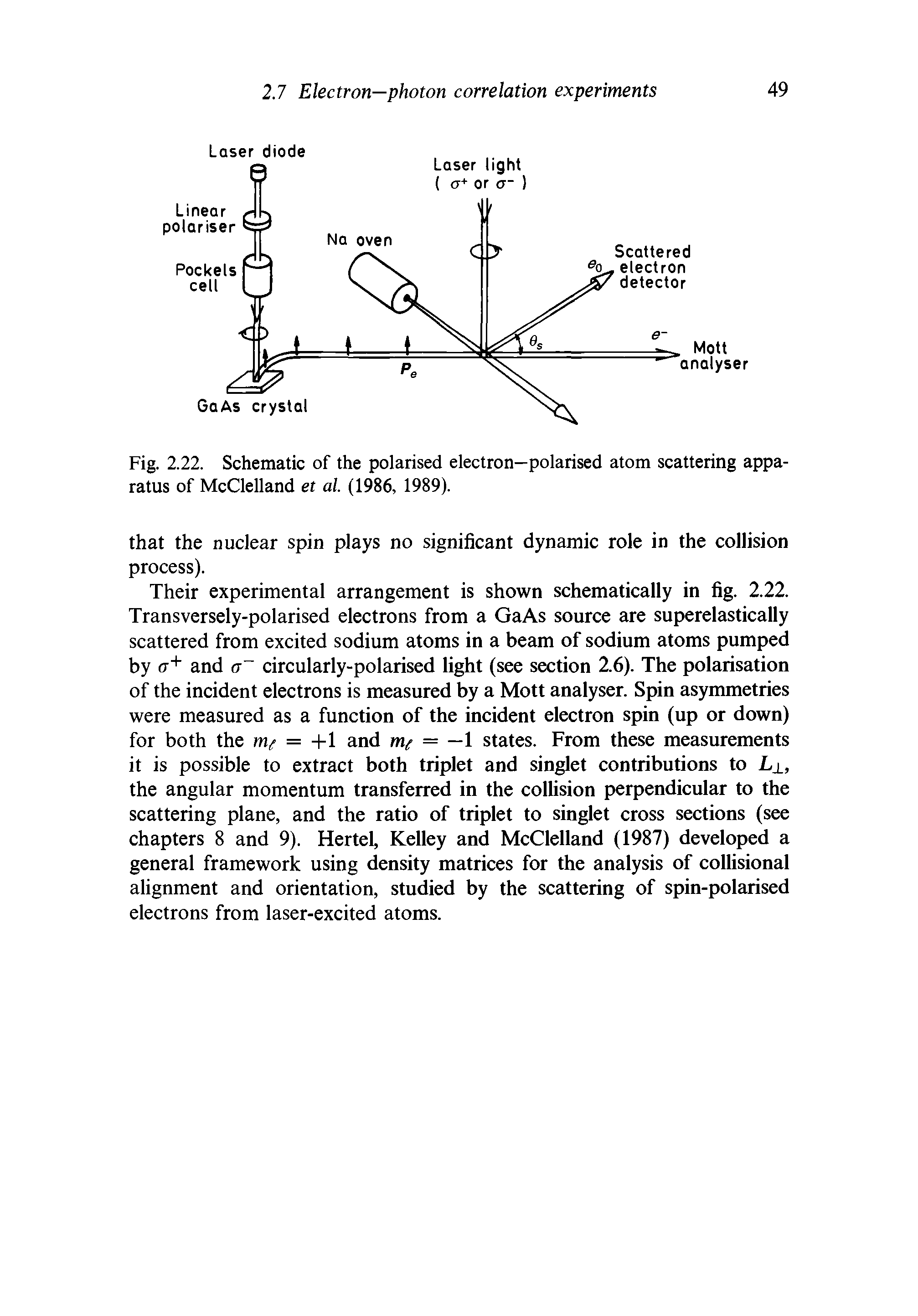 Fig. 2.22. Schematic of the polarised electron—polarised atom scattering apparatus of McClelland et al. (1986, 1989).