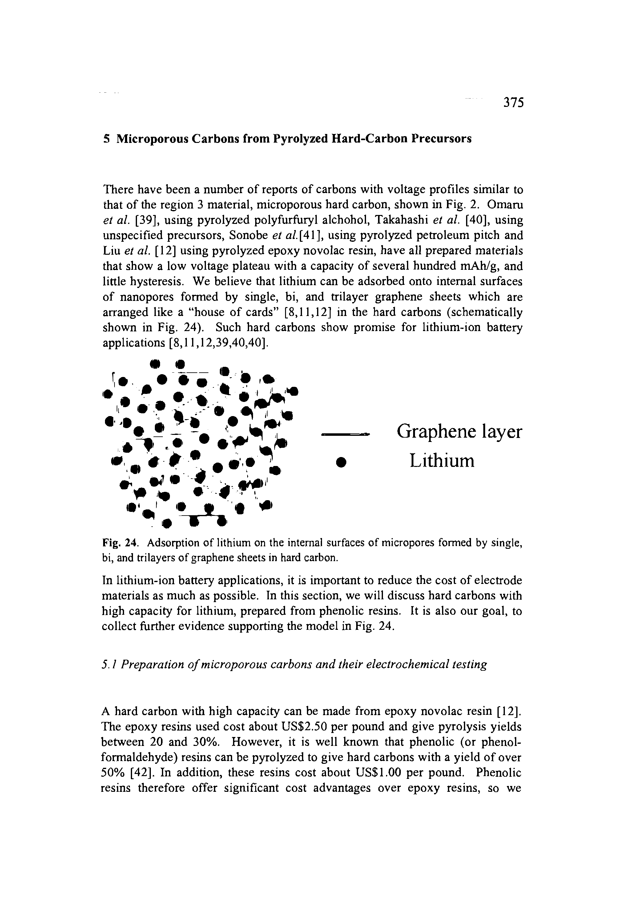 Fig. 24. Adsorption of lithium on the internal surfaces of micropores formed by single, bi, and trilayers of graphene sheets in hard carbon.