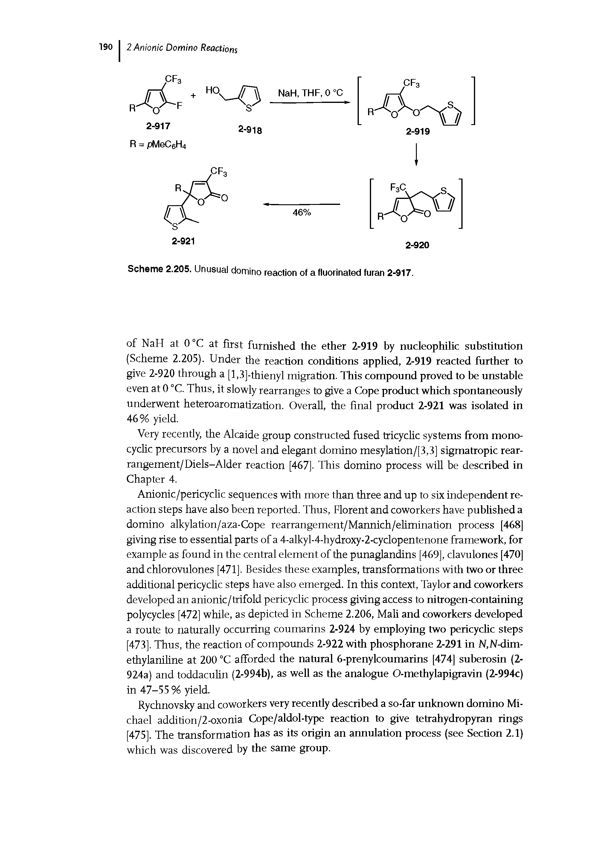 Scheme 2.205. Unusual domino reaction of a fluorinated furan 2-917.