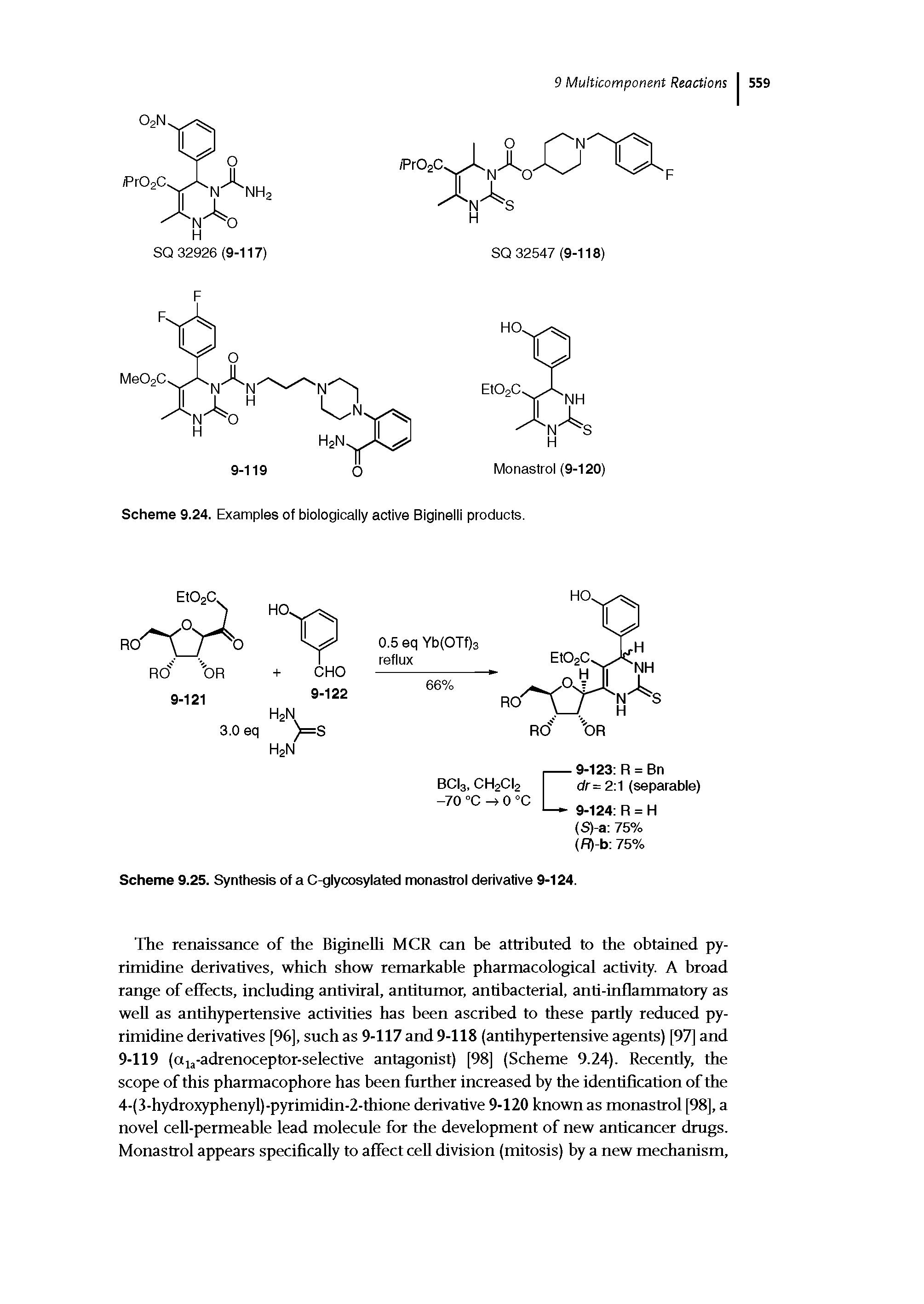 Scheme 9.24. Examples of biologically active Biginelli products.