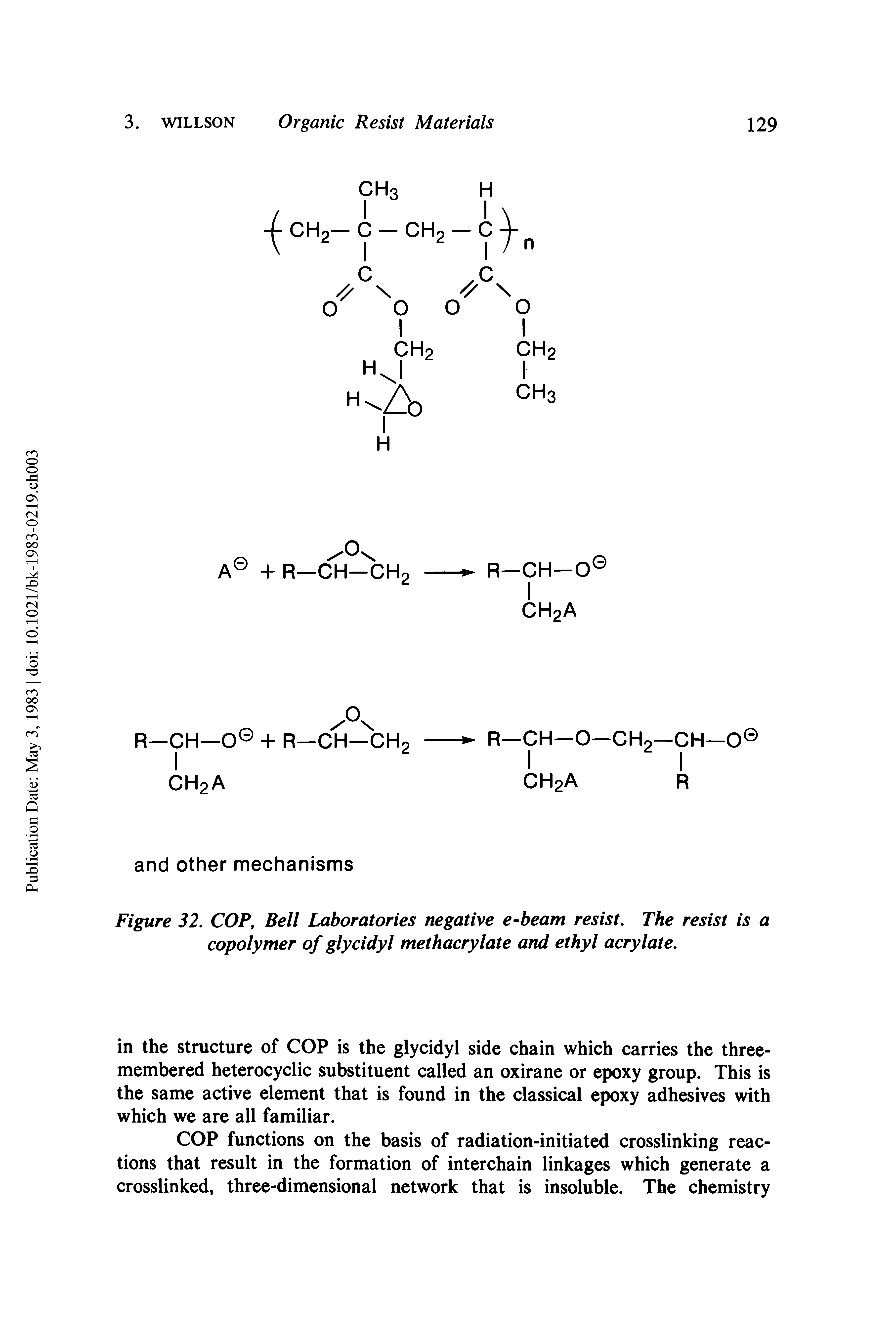 Figure 32. COP, Bell Laboratories negative e-beam resist. The resist is a copolymer of glycidyl methacrylate and ethyl acrylate.