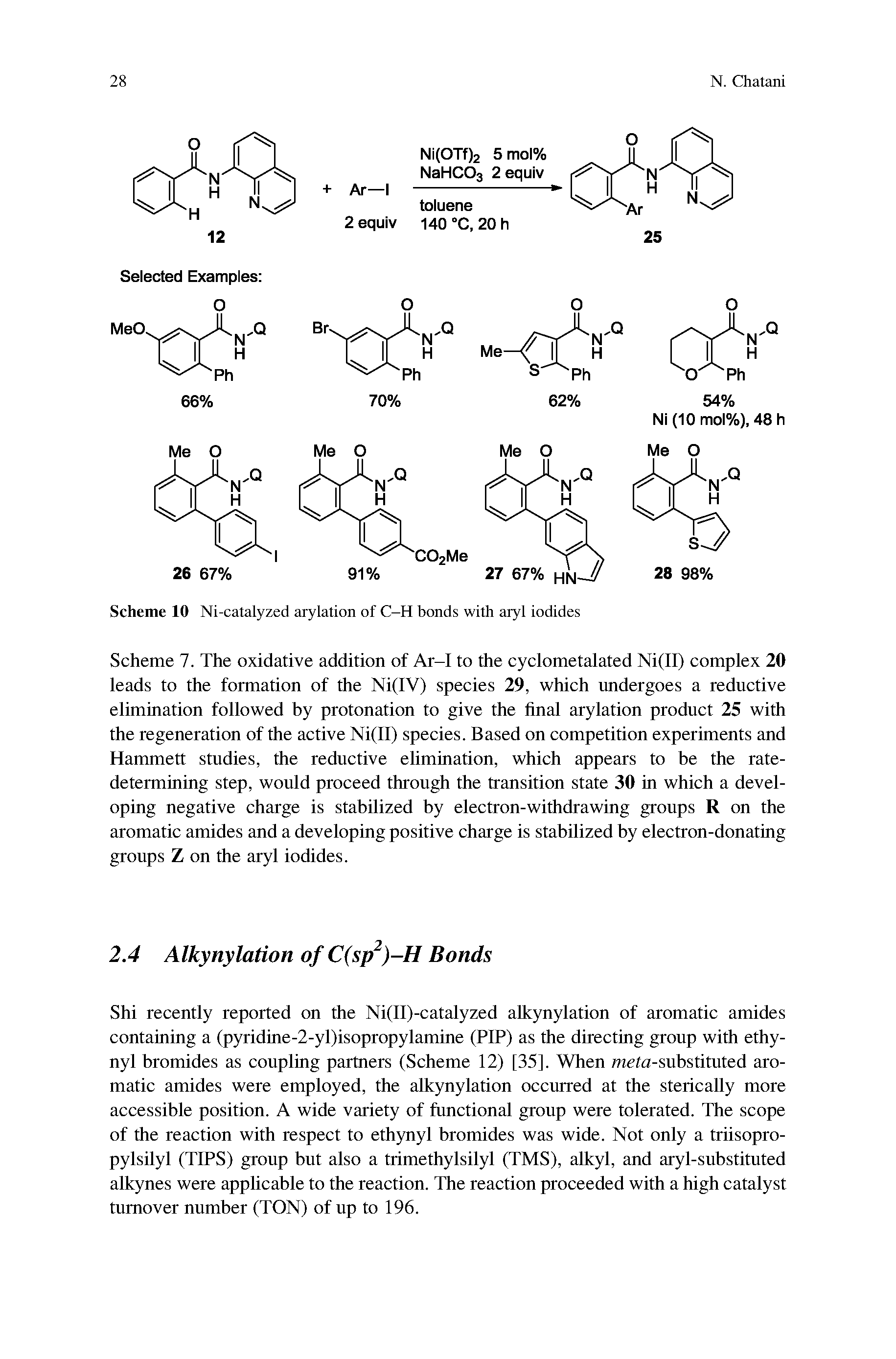 Scheme 10 Ni-catalyzed arylation of C-H bonds with aryl iodides...