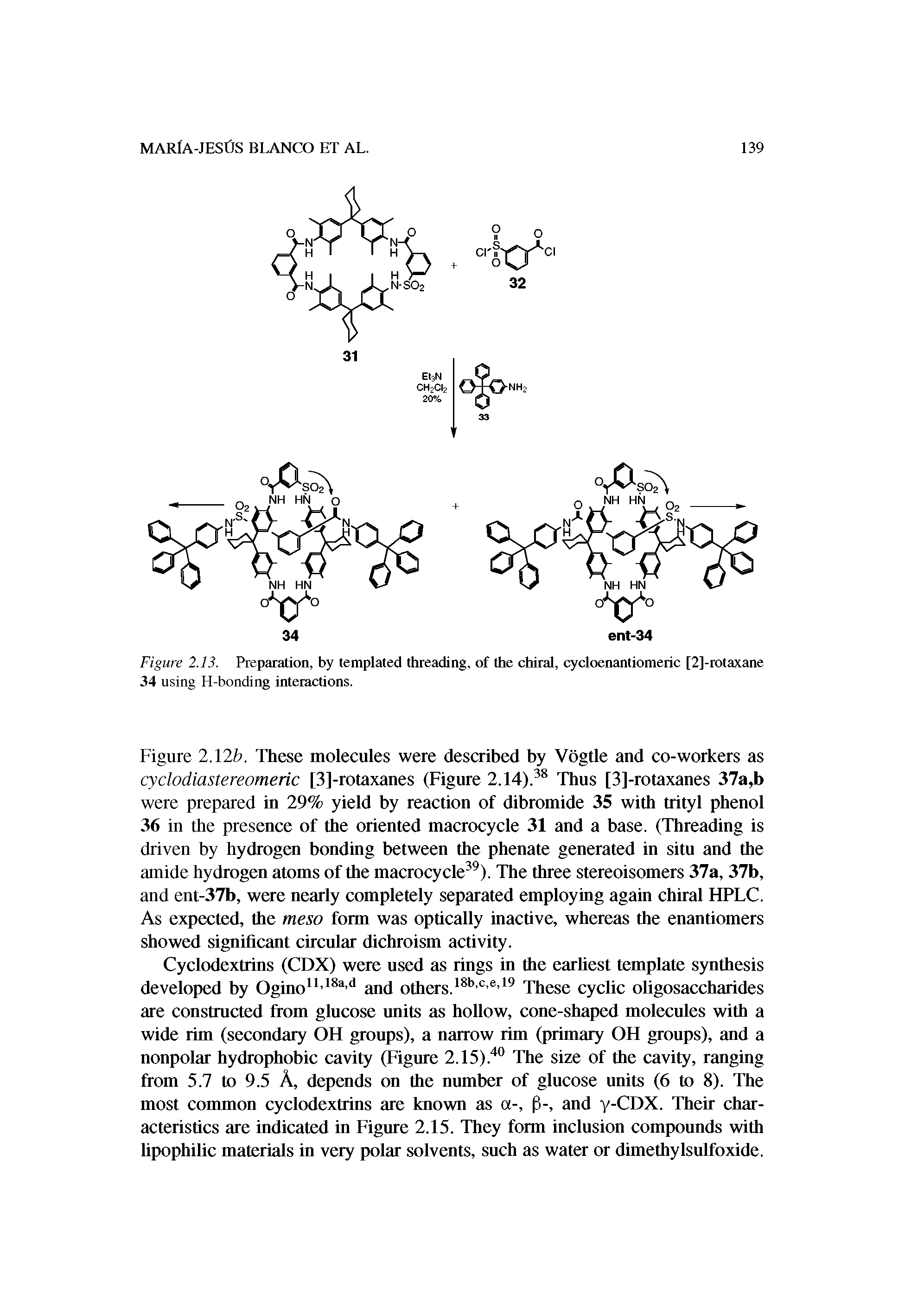 Figure 2.13. Preparation, by templated threading, of the chiral, cycloenantiomeric [2]-rotaxane...