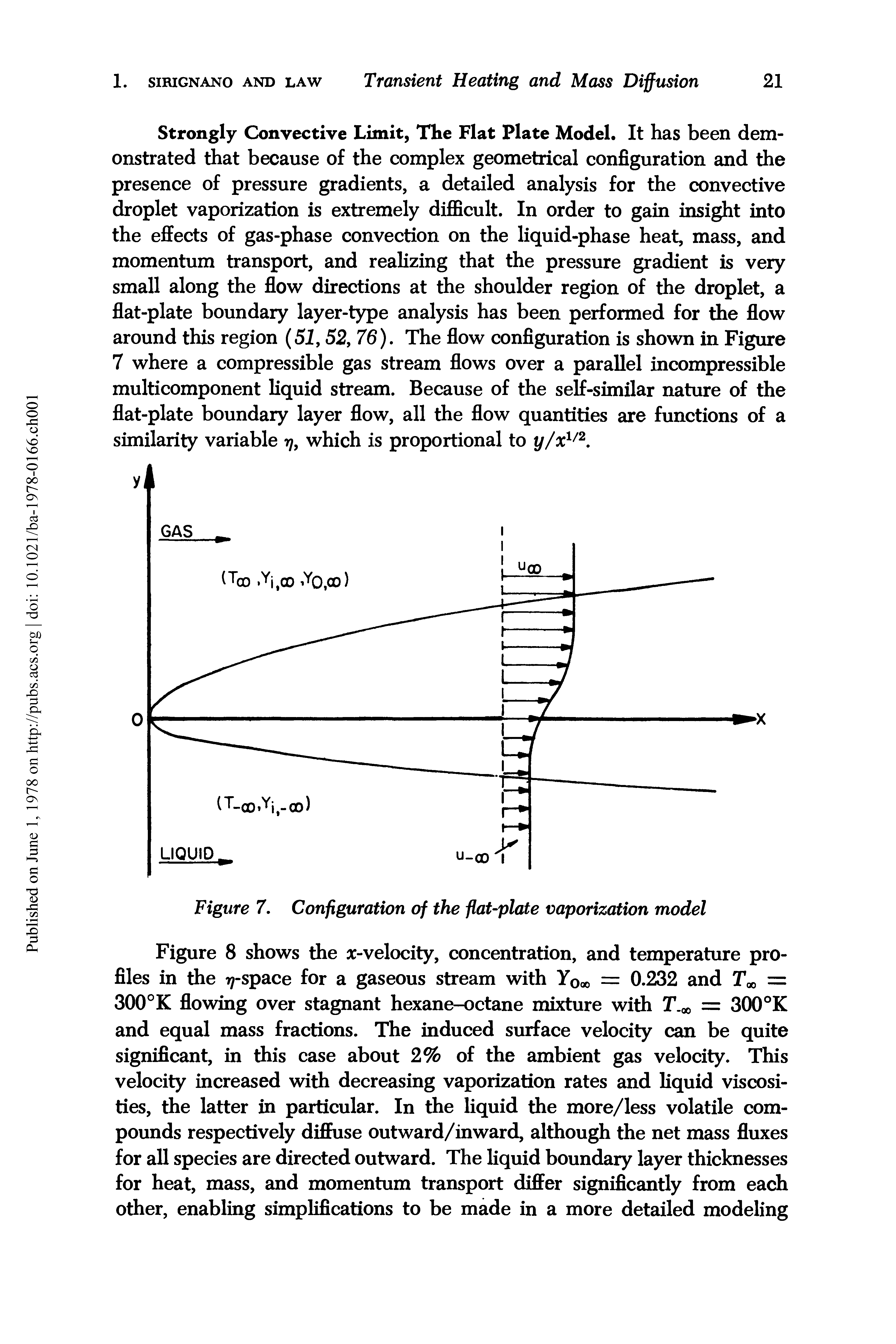 Figure 7, Configuration of the fiat-plate vaporization model...