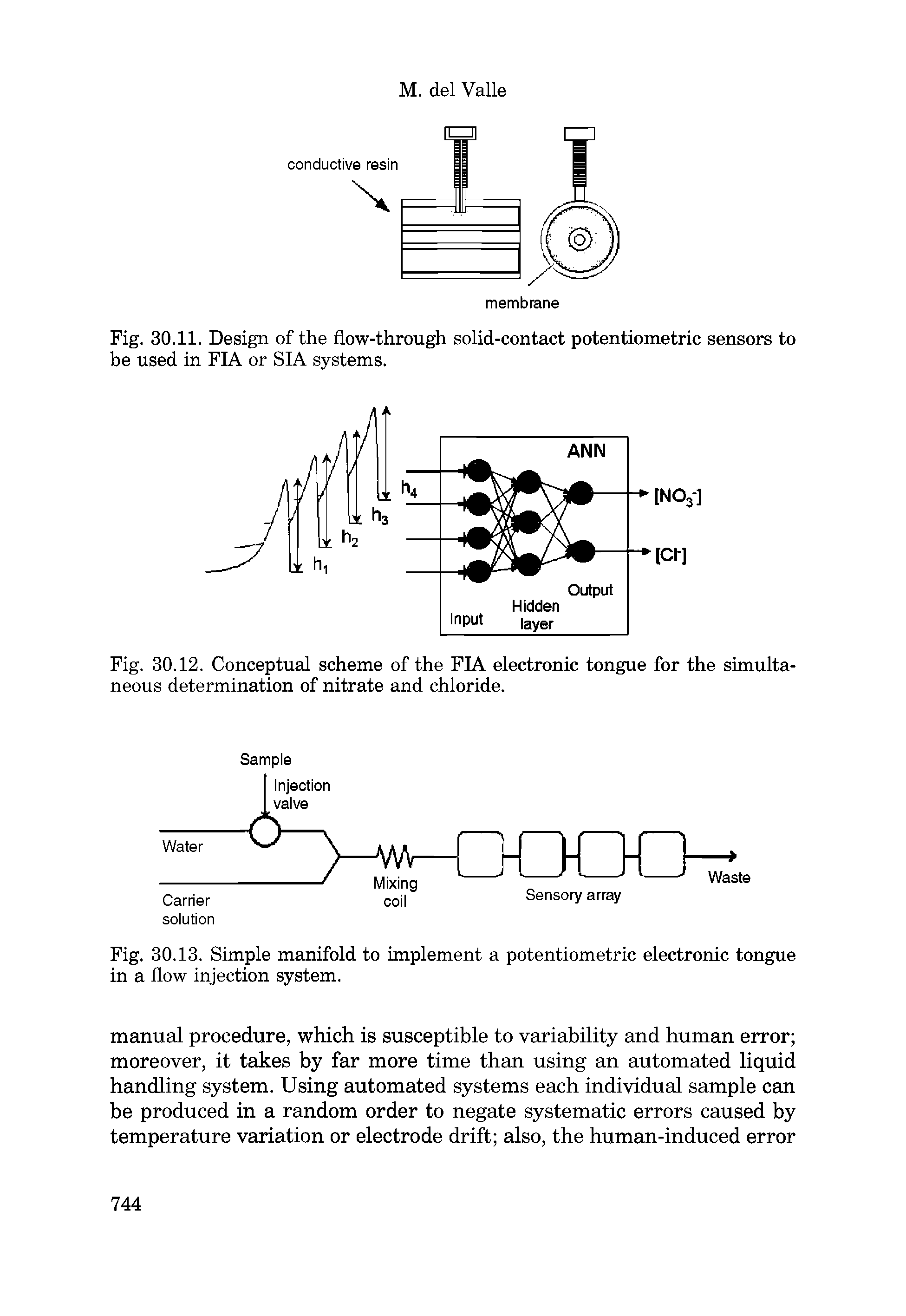 Fig. 30.12. Conceptual scheme of the FIA electronic tongue for the simultaneous determination of nitrate and chloride.