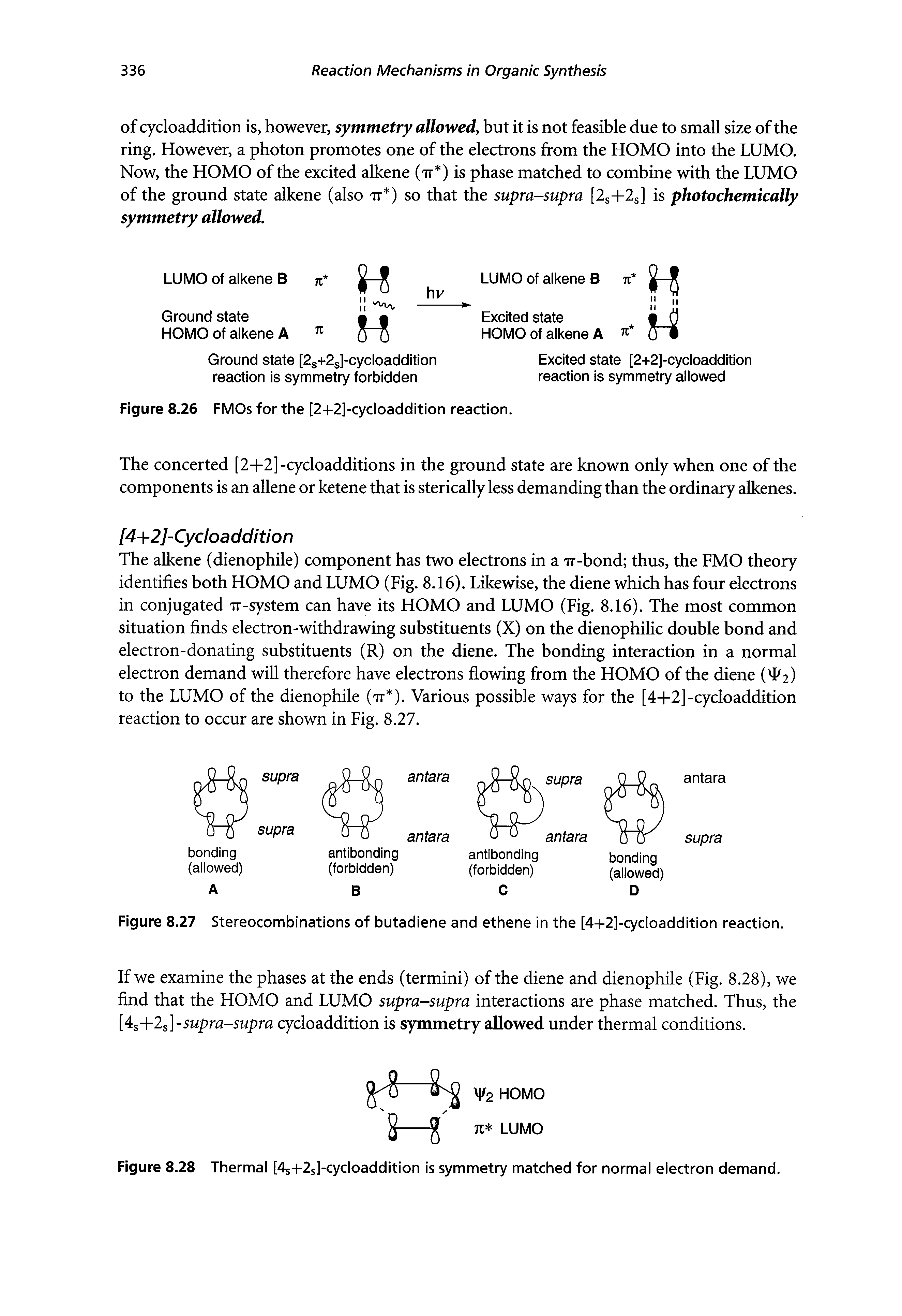 Figure 8.28 Thermal [4s- -2s]-cycloaddition is symmetry matched for normal electron demand.