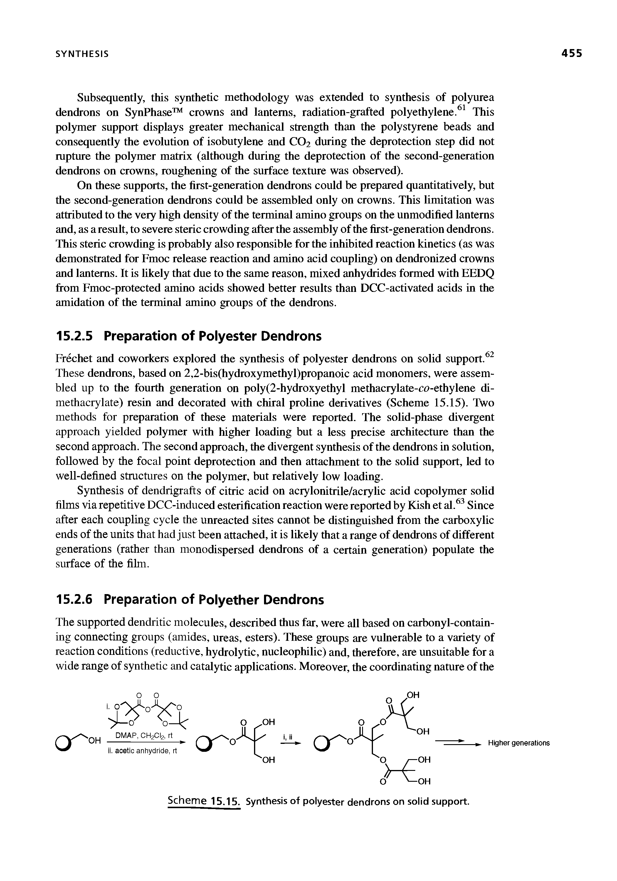 Scheme 15.15. Synthesis of polyester dendrons on solid support.