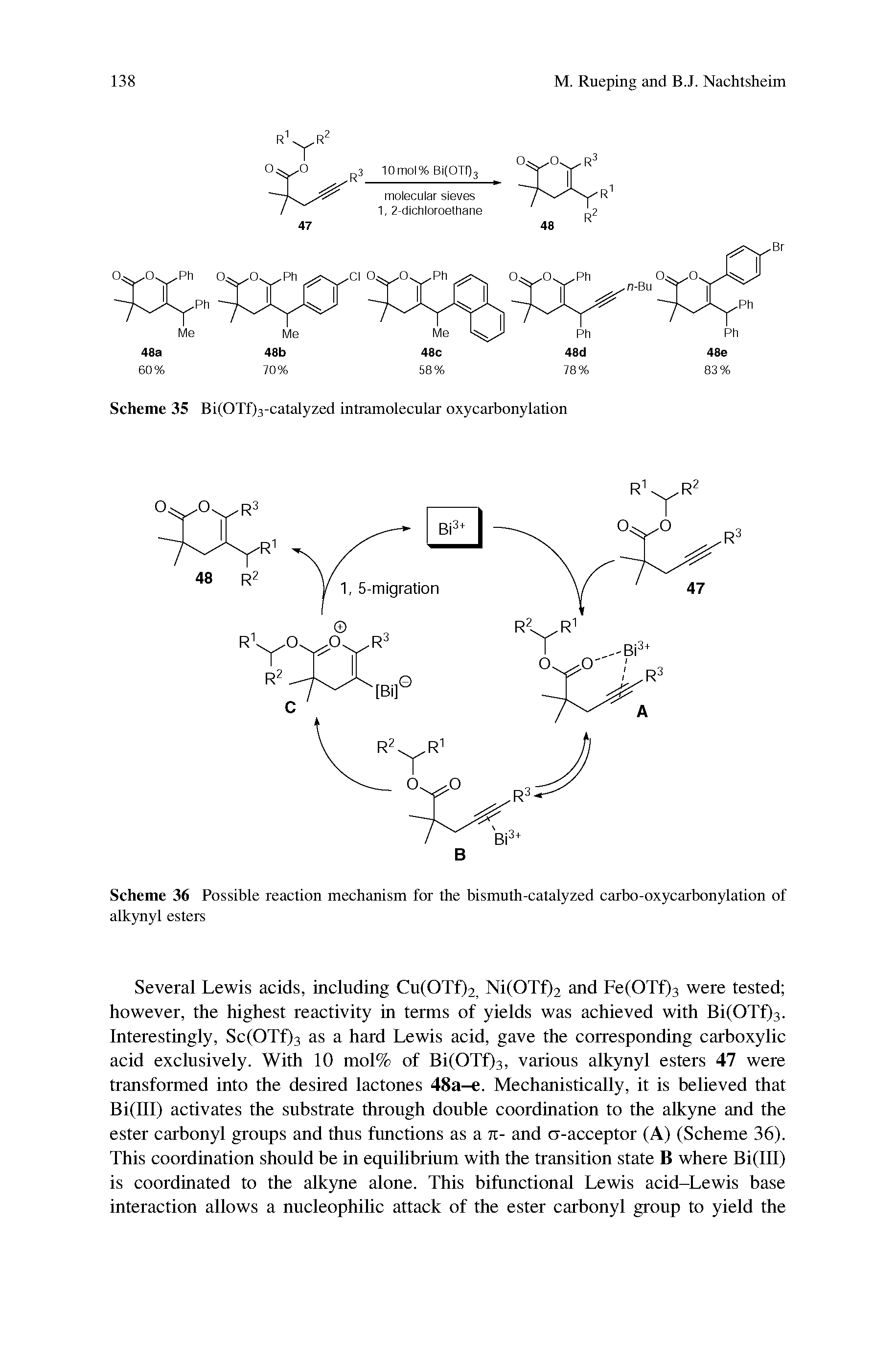 Scheme 36 Possible reaction mechanism for the bismuth-catalyzed carbo-oxycarbonylation of alkynyl esters...