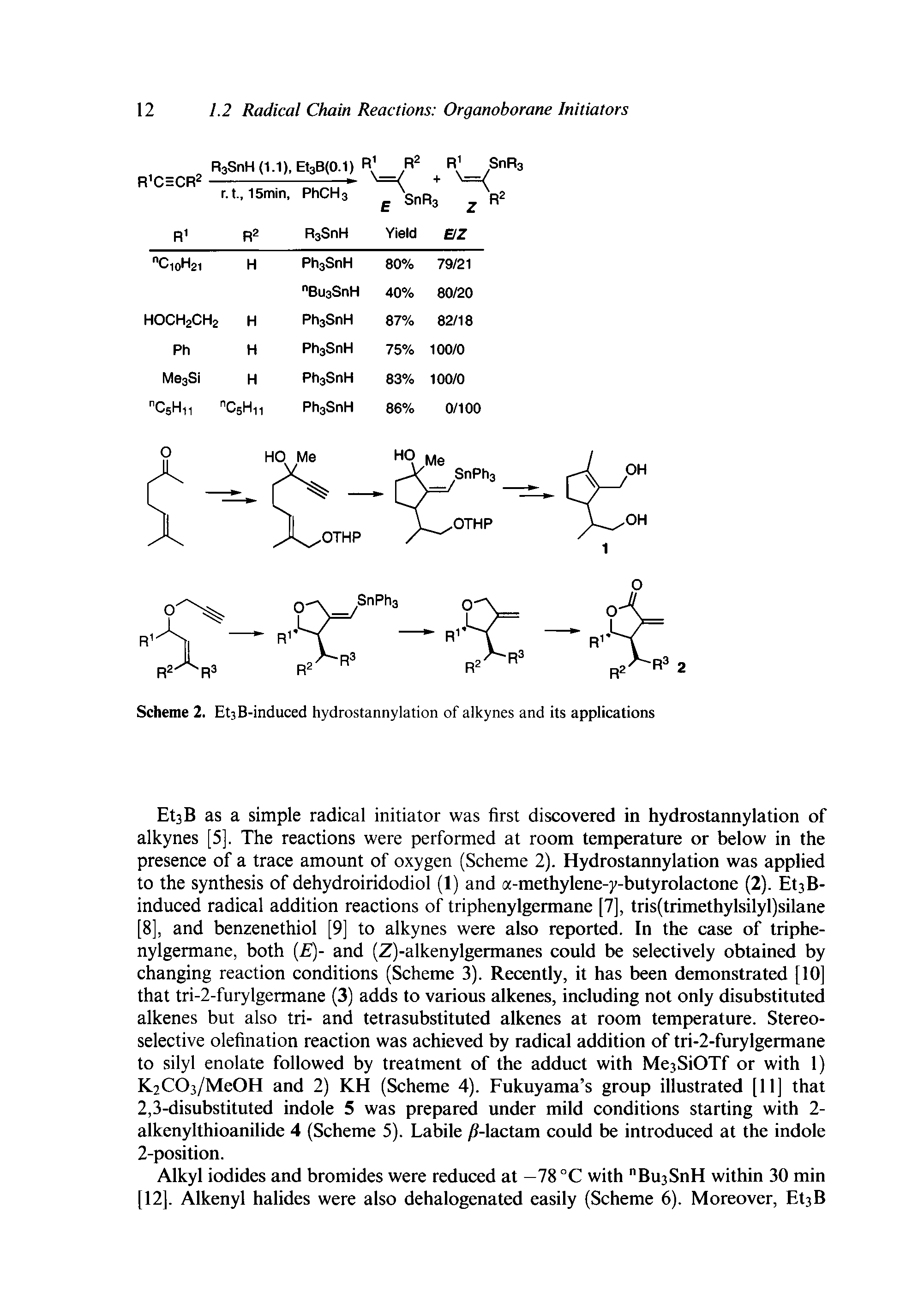 Scheme 2. EtjB-induced hydrostannylation of alkynes and its applications...
