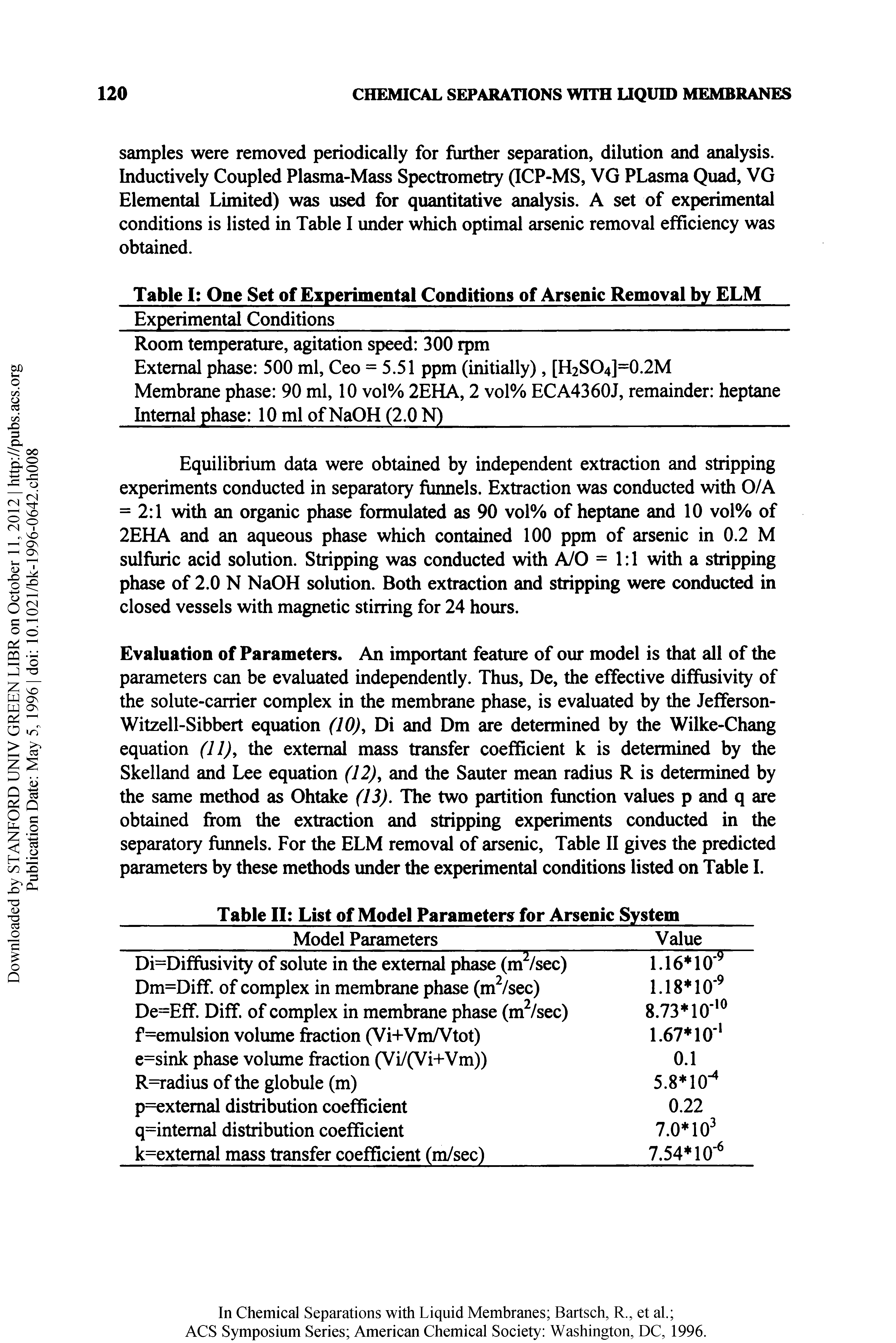 Table II List of Model Parameters for Arsenic System ...