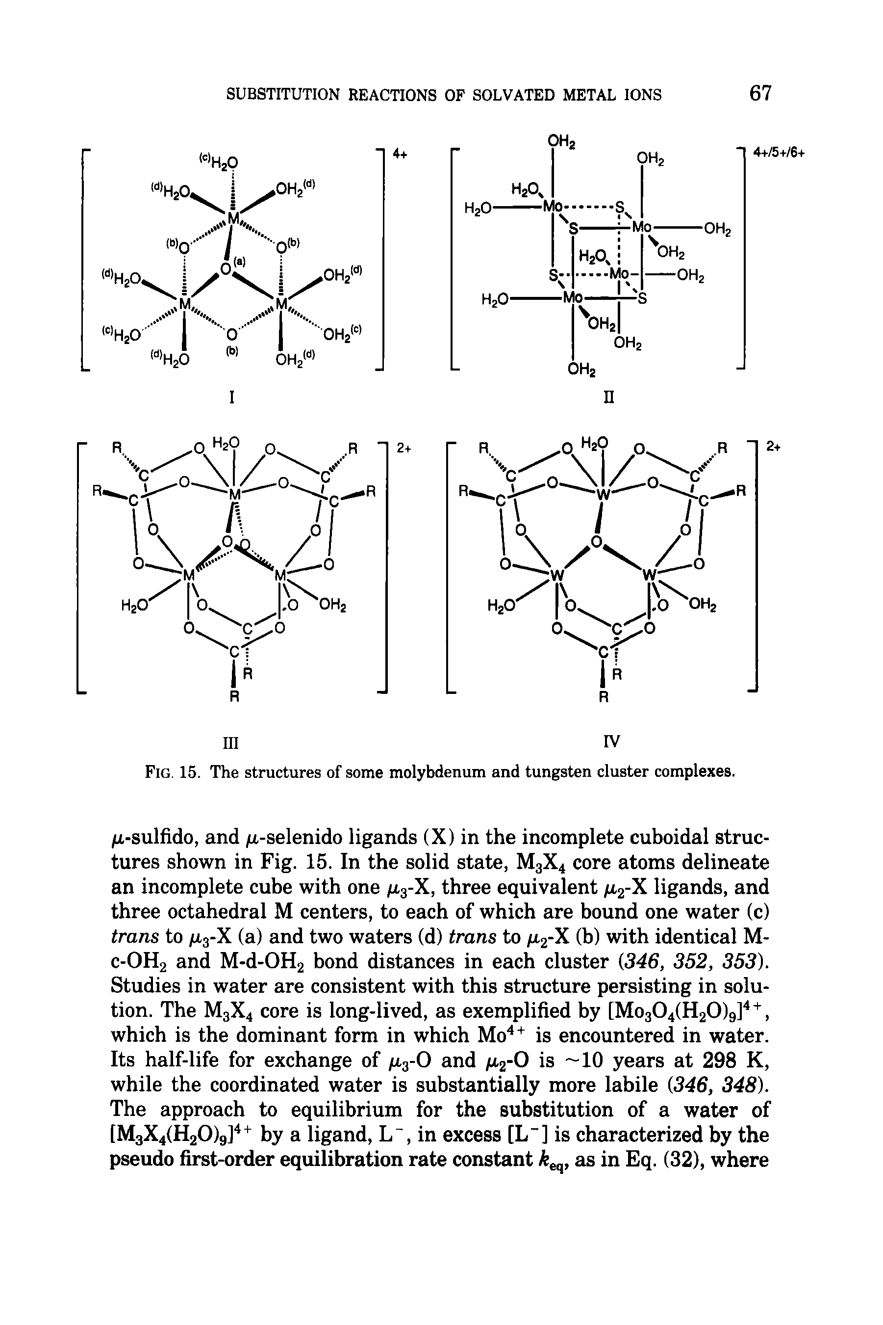 Fig. 15. The structures of some molybdenum and tungsten cluster complexes.