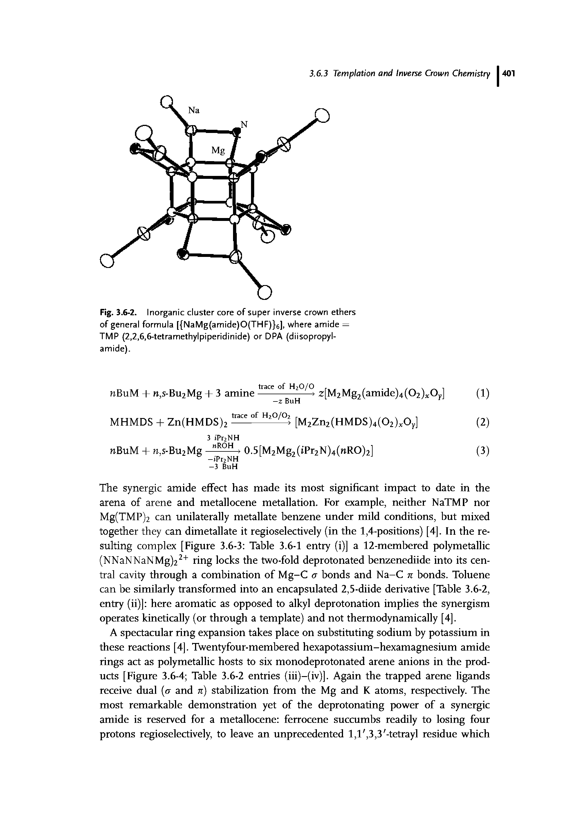 Fig. 3.6-2. Inorganic cluster core of super inverse crown ethers of general formula [ NaMg(amide)0(THF) 6], where amide = TMP (2,2,6,6-tetramethylpiperidinide) or DPA (diisopropyl-amide).