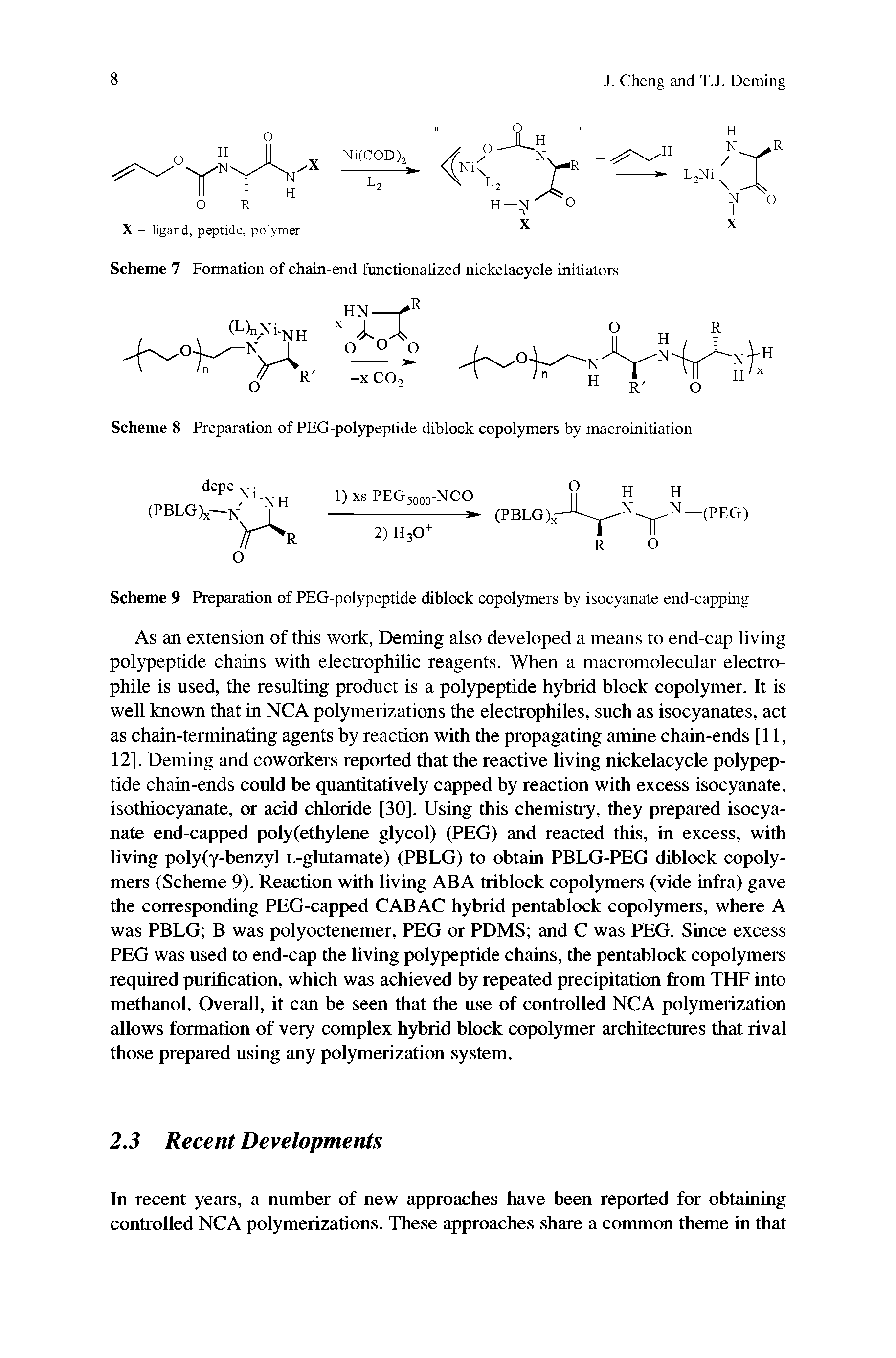 Scheme 7 Fomation of chain-end functionalized nickelacycle initiators...