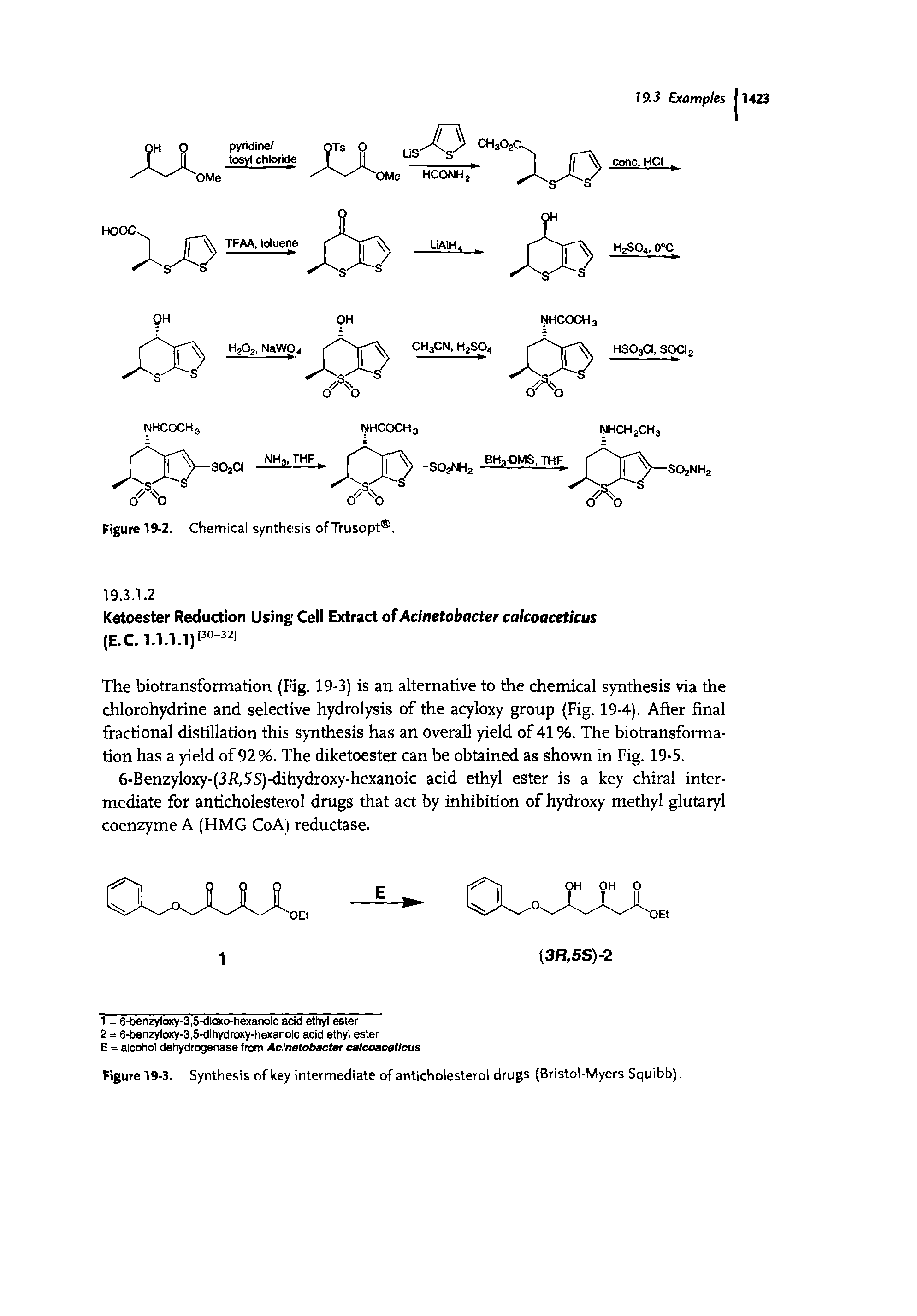 Figure 19-3. Synthesis of key intermediate of anticholesterol drugs (Bristol-Myers Squibb).