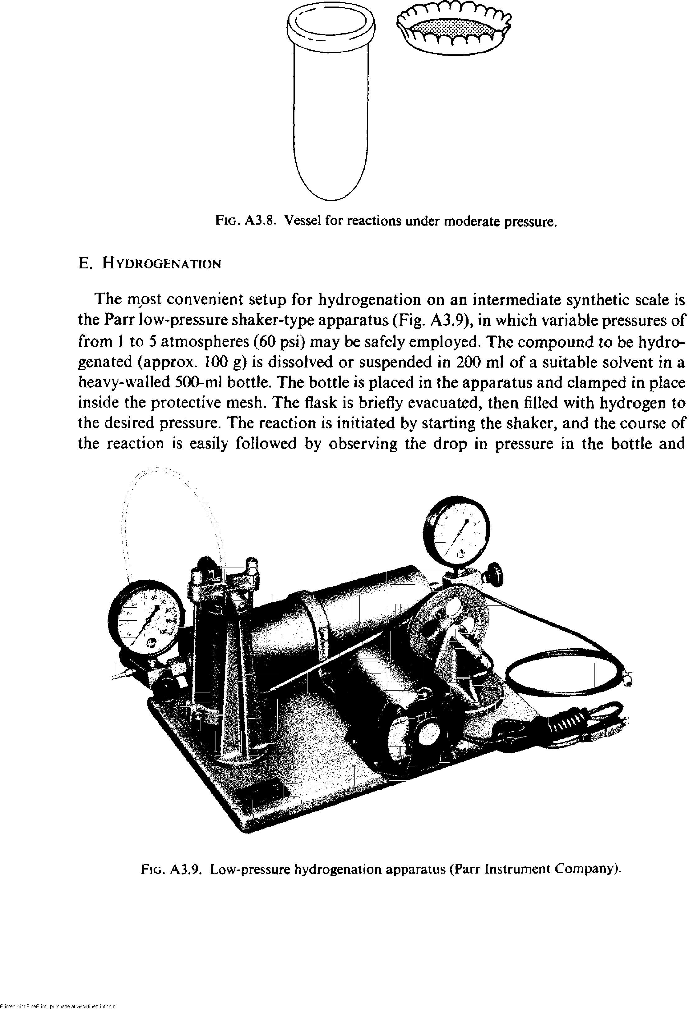 Fig. A3.9. Low-pressure hydrogenation apparatus (Parr Instrument Company).