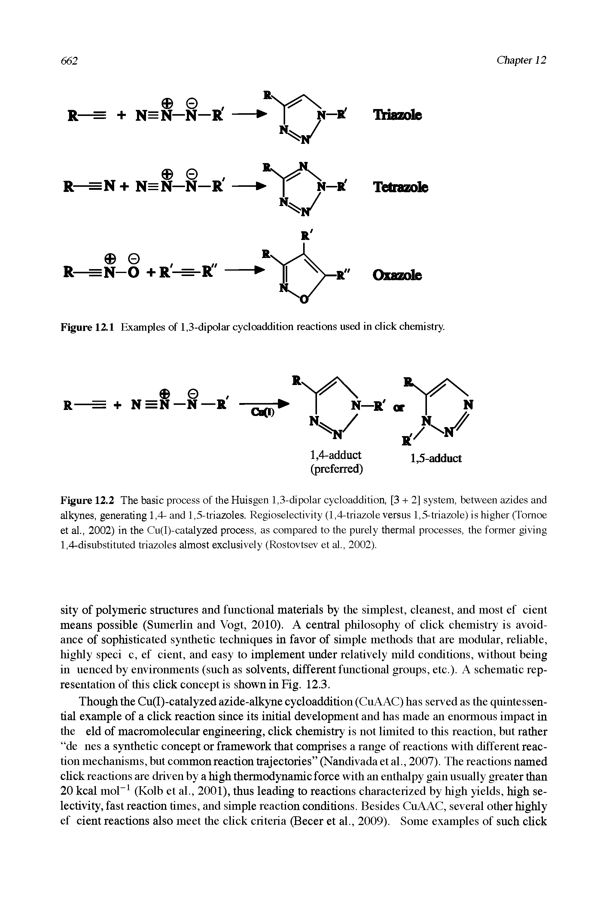 Figure 12.1 Examples of 1,3-dipolar cycloaddition reactions used in click chemistry.