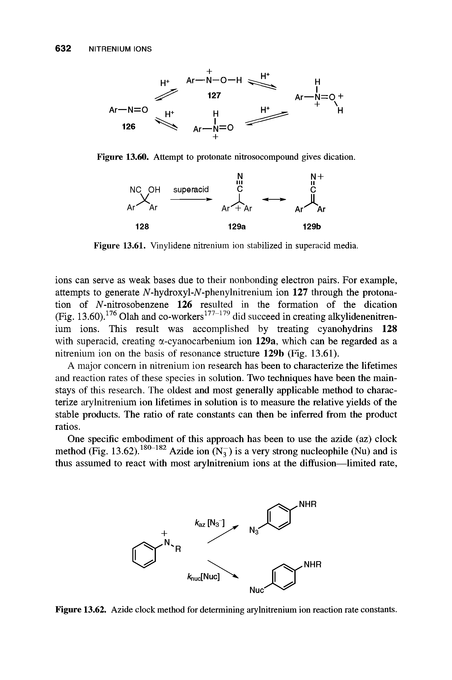 Figure 13.62. Azide clock method for determining arylnitrenium ion reaction rate constants.